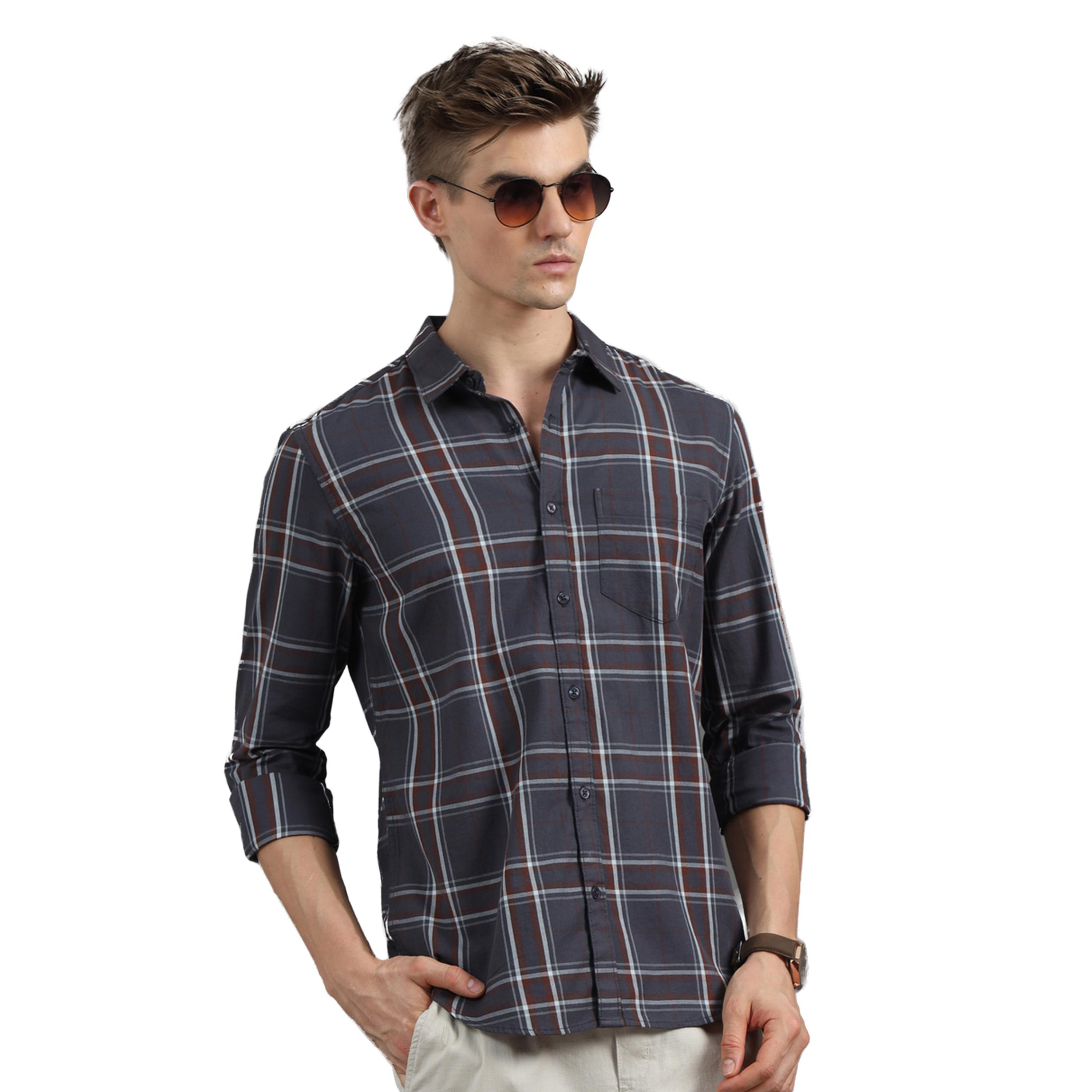 Bushirt X Styli Checked Spread Collar Regular Fit Shirt-men-clothing-shirts-image-1