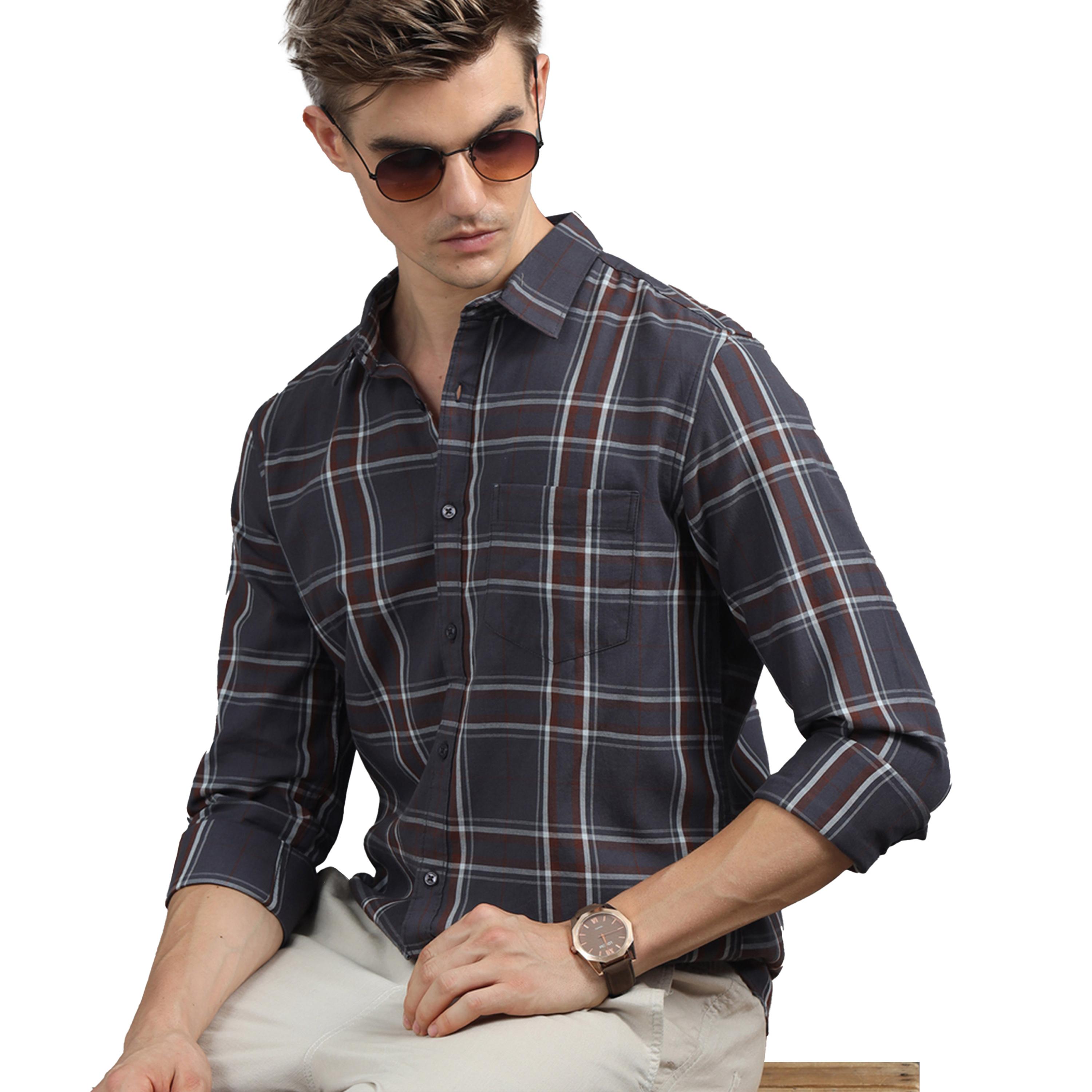 Bushirt X Styli Checked Spread Collar Regular Fit Shirt-men-clothing-shirts-image-3