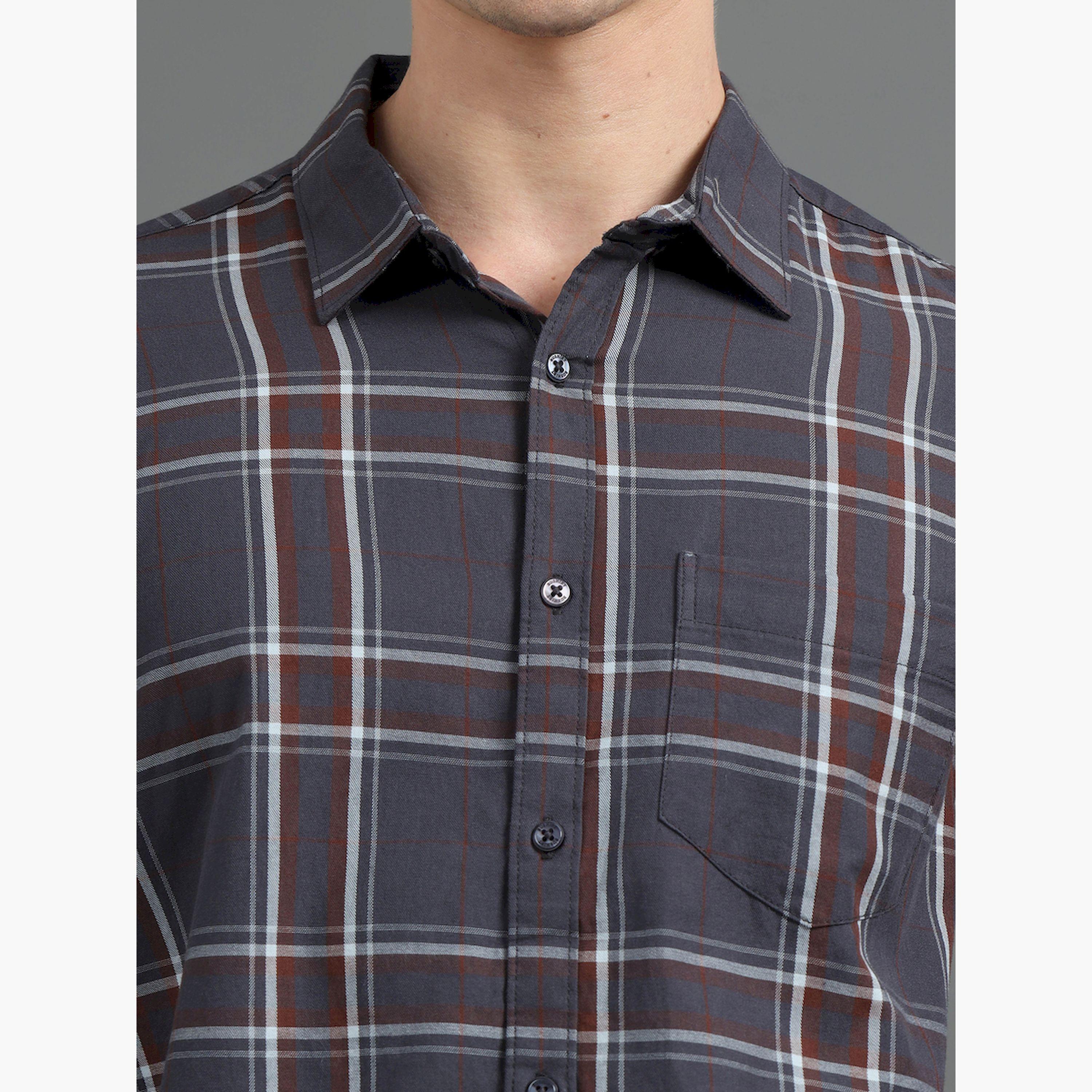 Bushirt X Styli Checked Spread Collar Regular Fit Shirt-men-clothing-shirts-image-6
