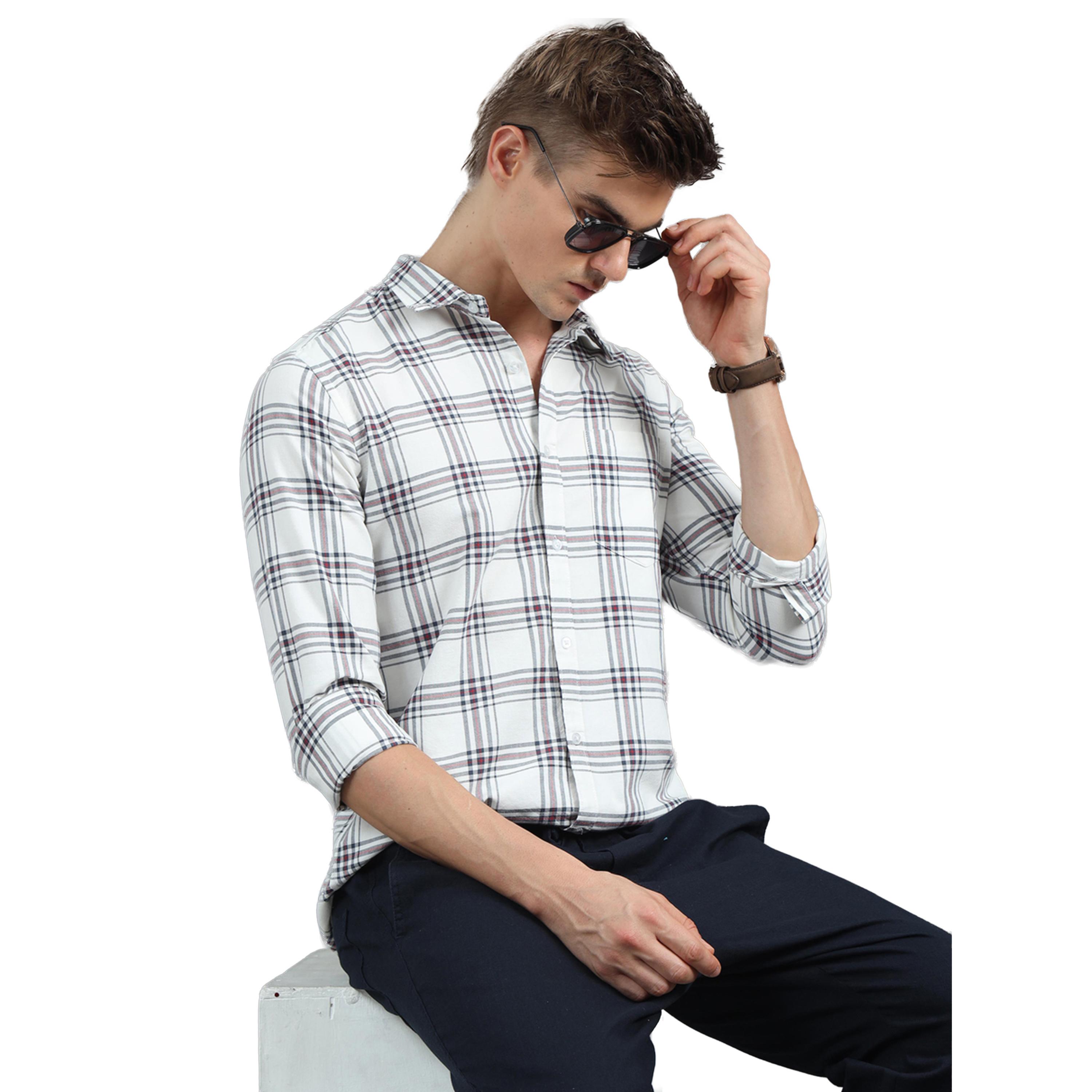 Bushirt X Styli Checked Spread Collar Regular Fit Shirt-men-clothing-shirts-image-1