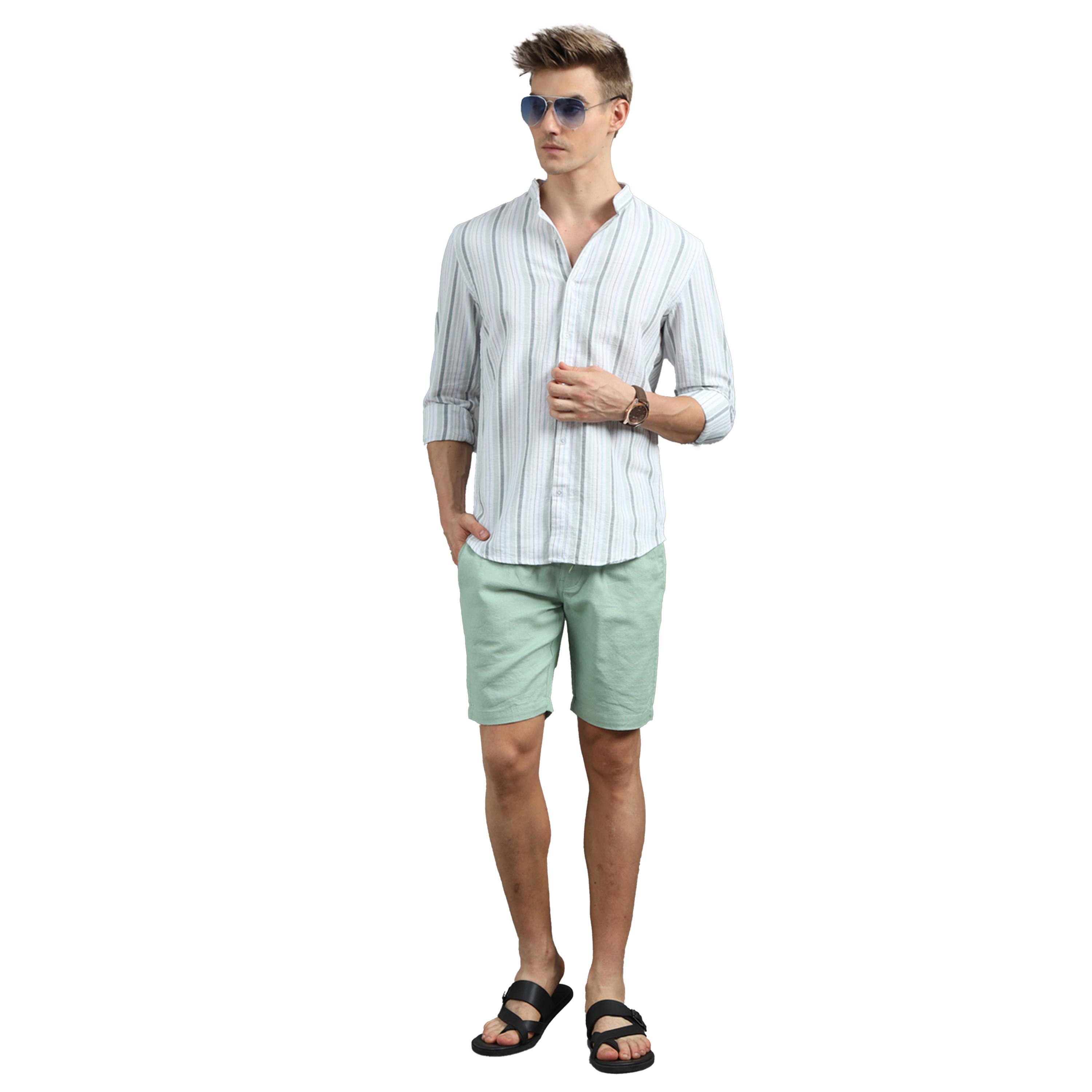 بوشيرت × ستايلي-  قميص مخطط قصّة عادية-men-clothing-shirts-image-2