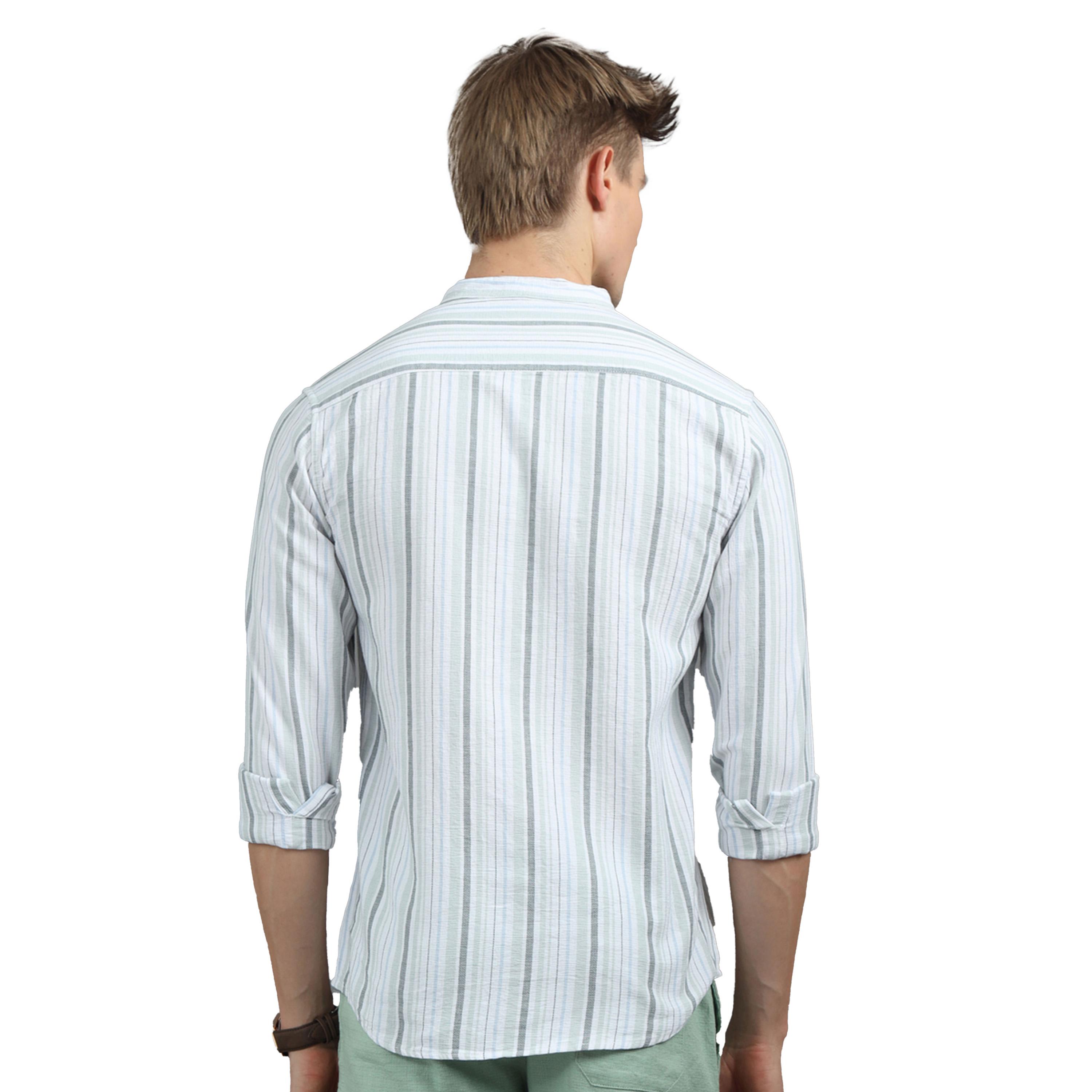 بوشيرت × ستايلي-  قميص مخطط قصّة عادية-men-clothing-shirts-image-4
