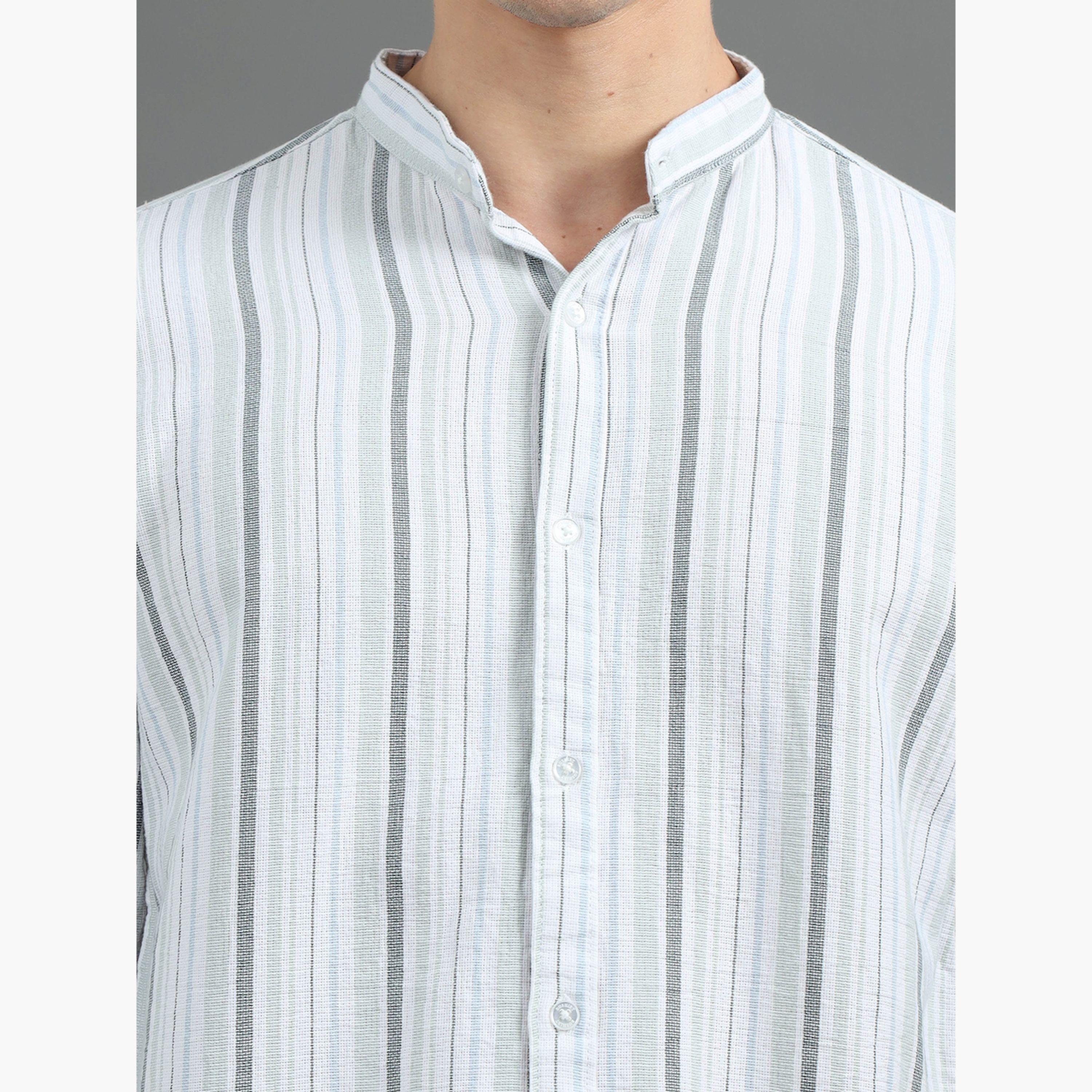 بوشيرت × ستايلي-  قميص مخطط قصّة عادية-men-clothing-shirts-image-5