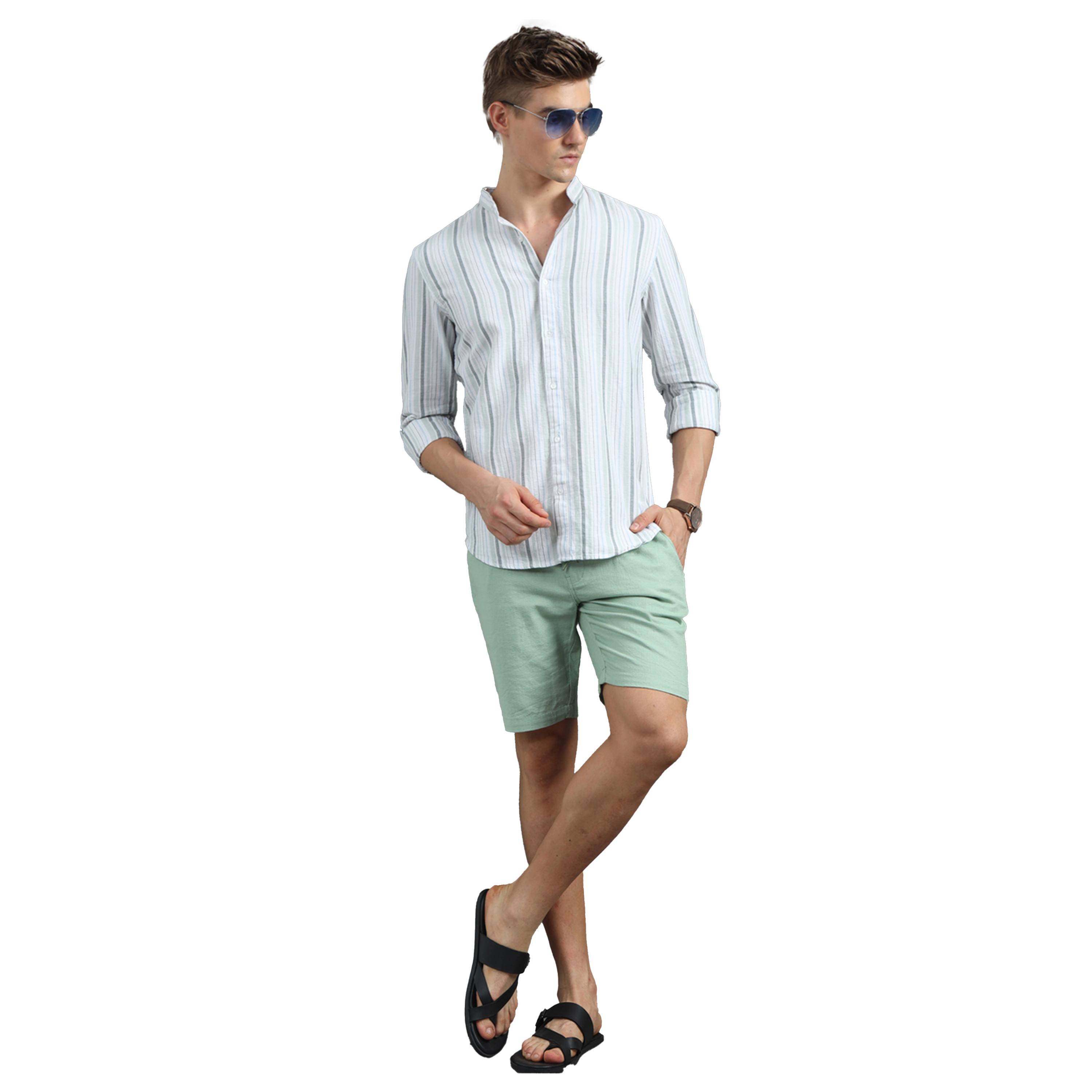 بوشيرت × ستايلي-  قميص مخطط قصّة عادية-men-clothing-shirts-image-6