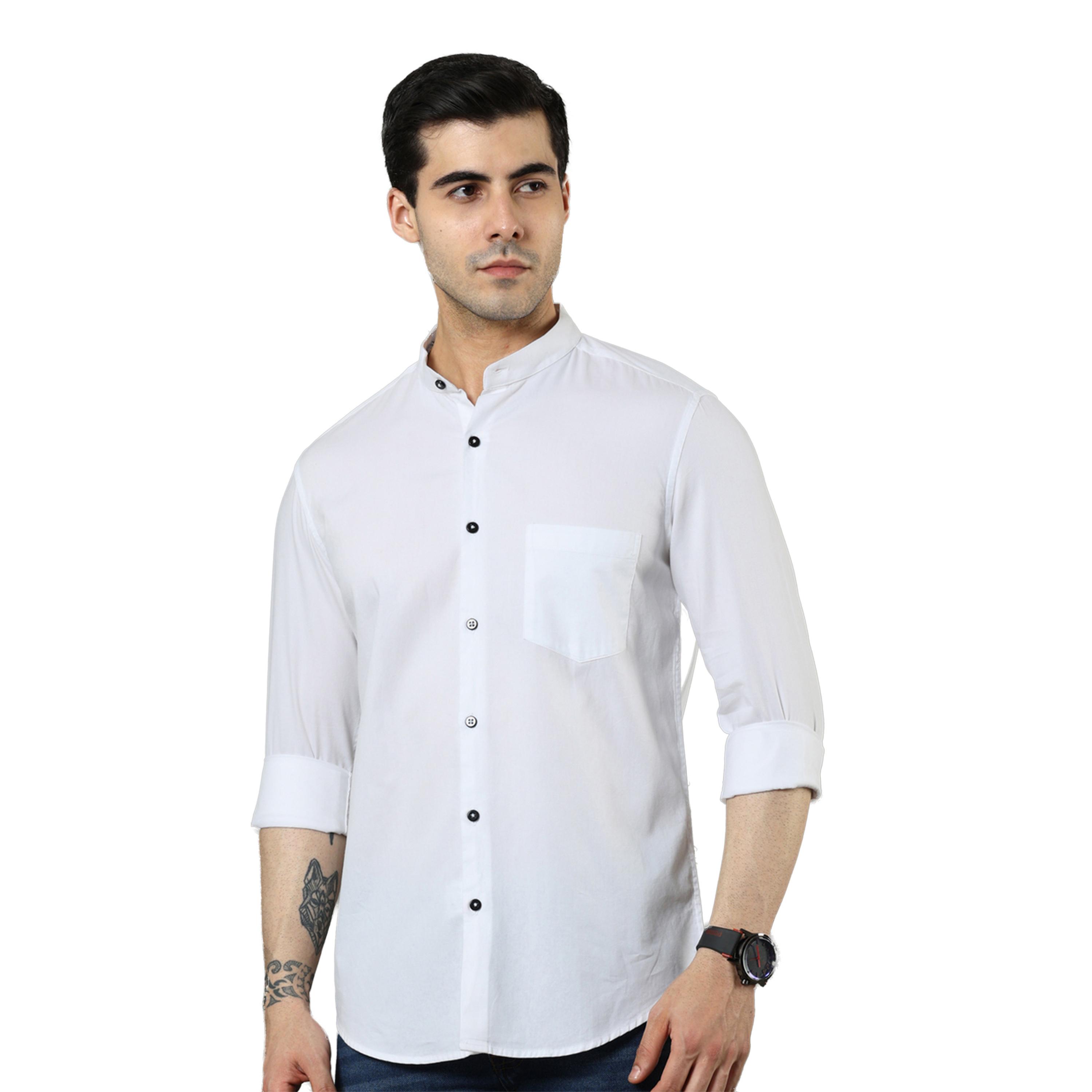 بوشيرت × ستايلي-  قميص ياقة ماندارين قصّة عادية-men-clothing-shirts-image-1