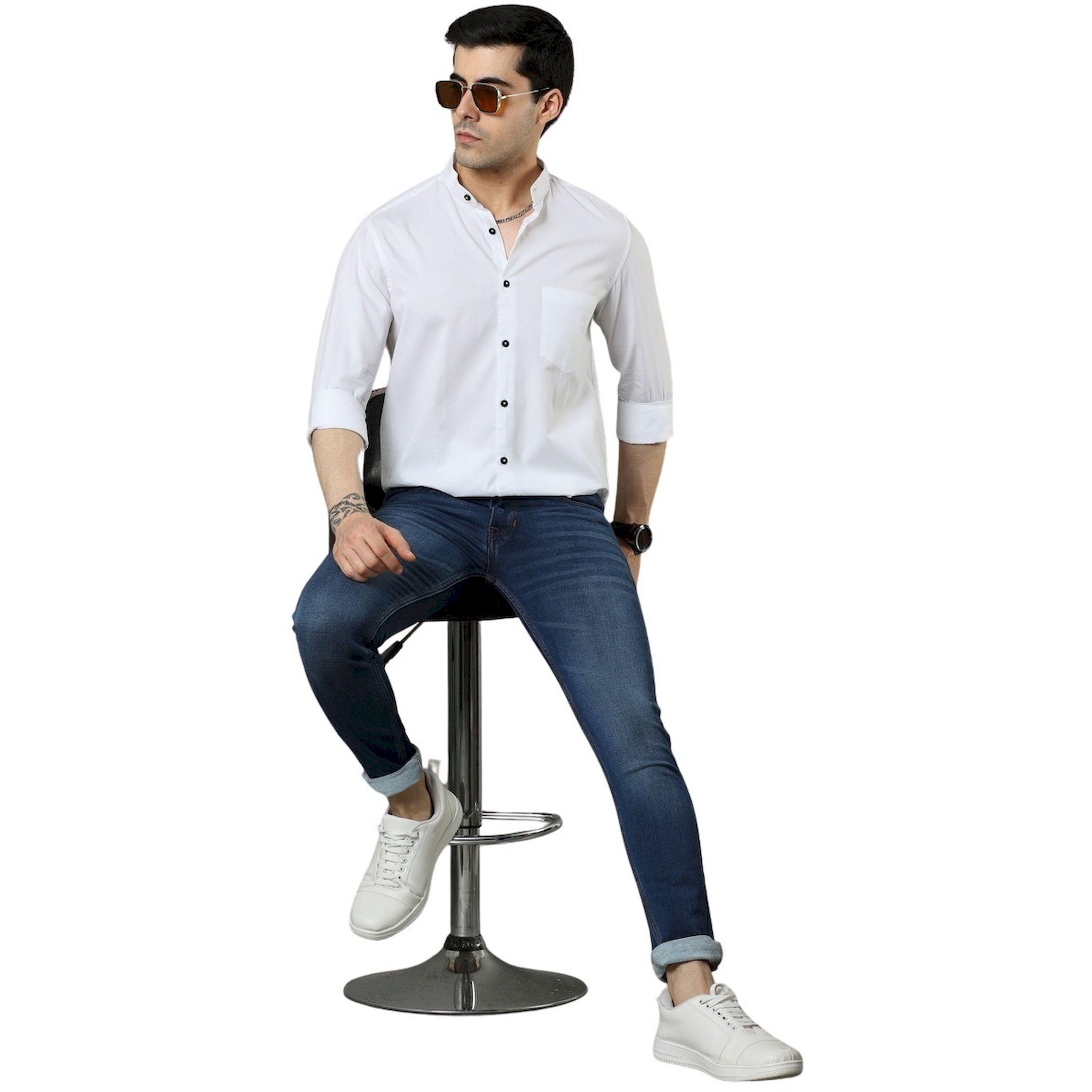 بوشيرت × ستايلي-  قميص ياقة ماندارين قصّة عادية-men-clothing-shirts-image-2