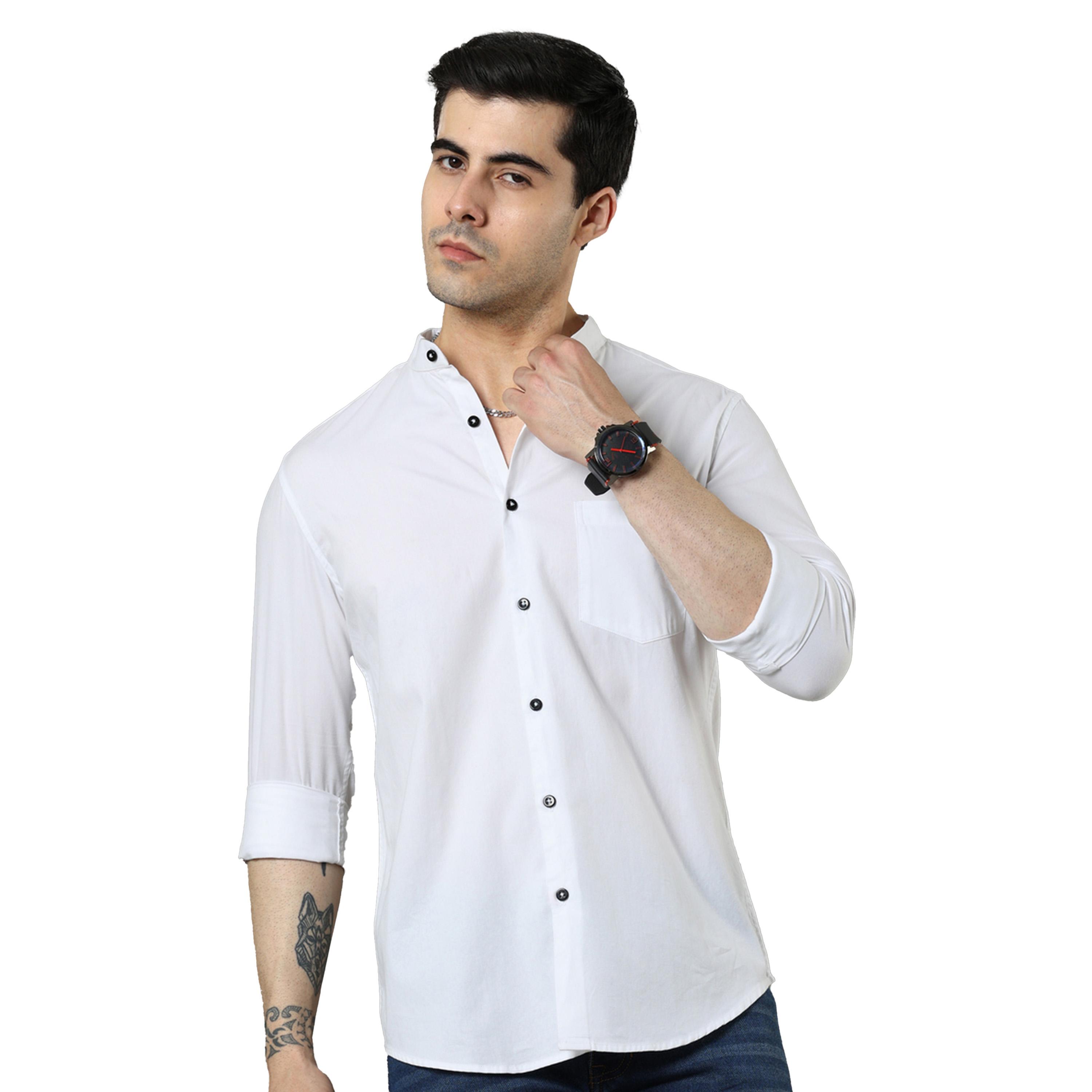 Bushirt X Styli Solid Regular Fit Mandarin Collar Shirt-men-clothing-shirts-image-4