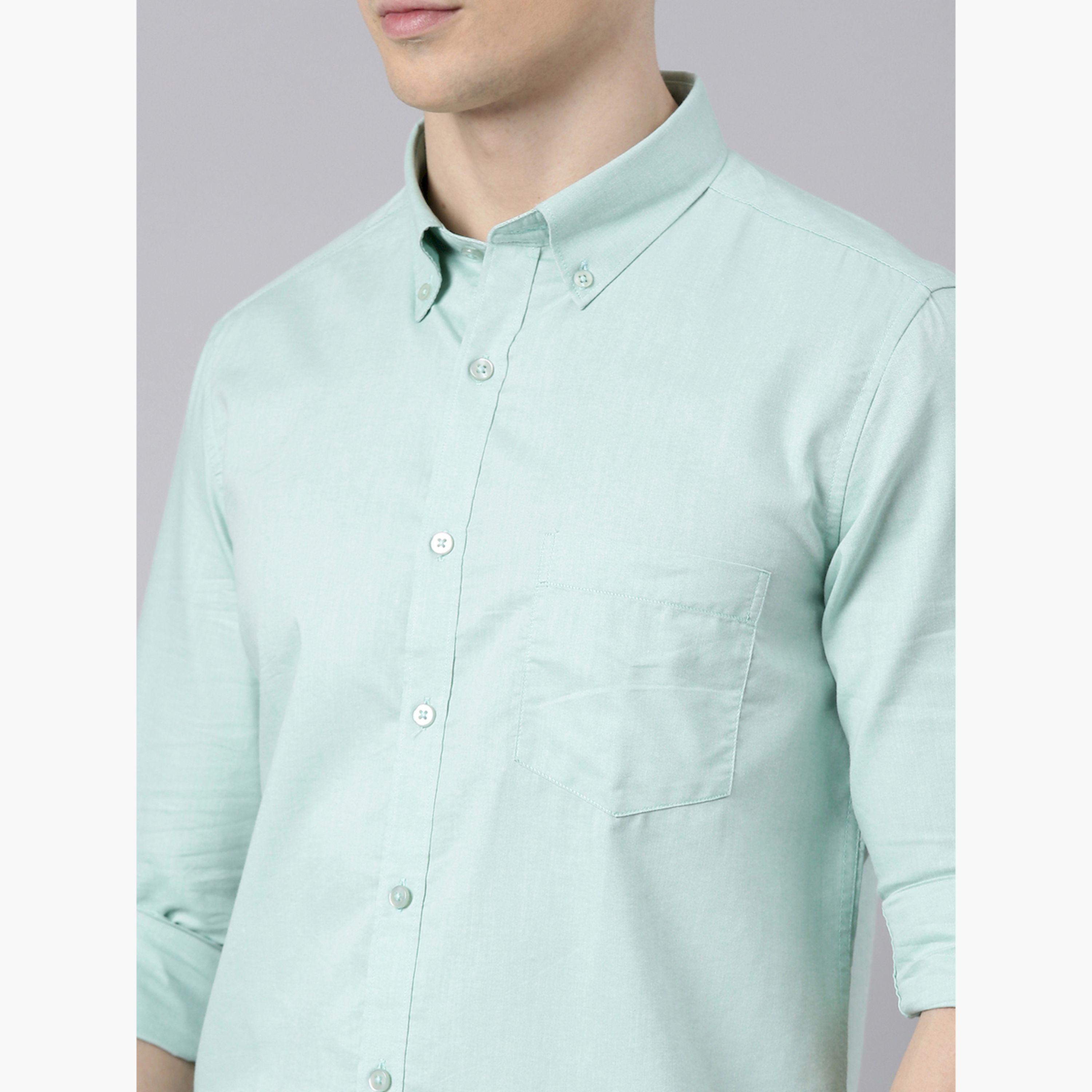 بوشيرت × ستايلي-  قميص ياقة منتشرة سادة وقصة عادية-men-clothing-shirts-image-3