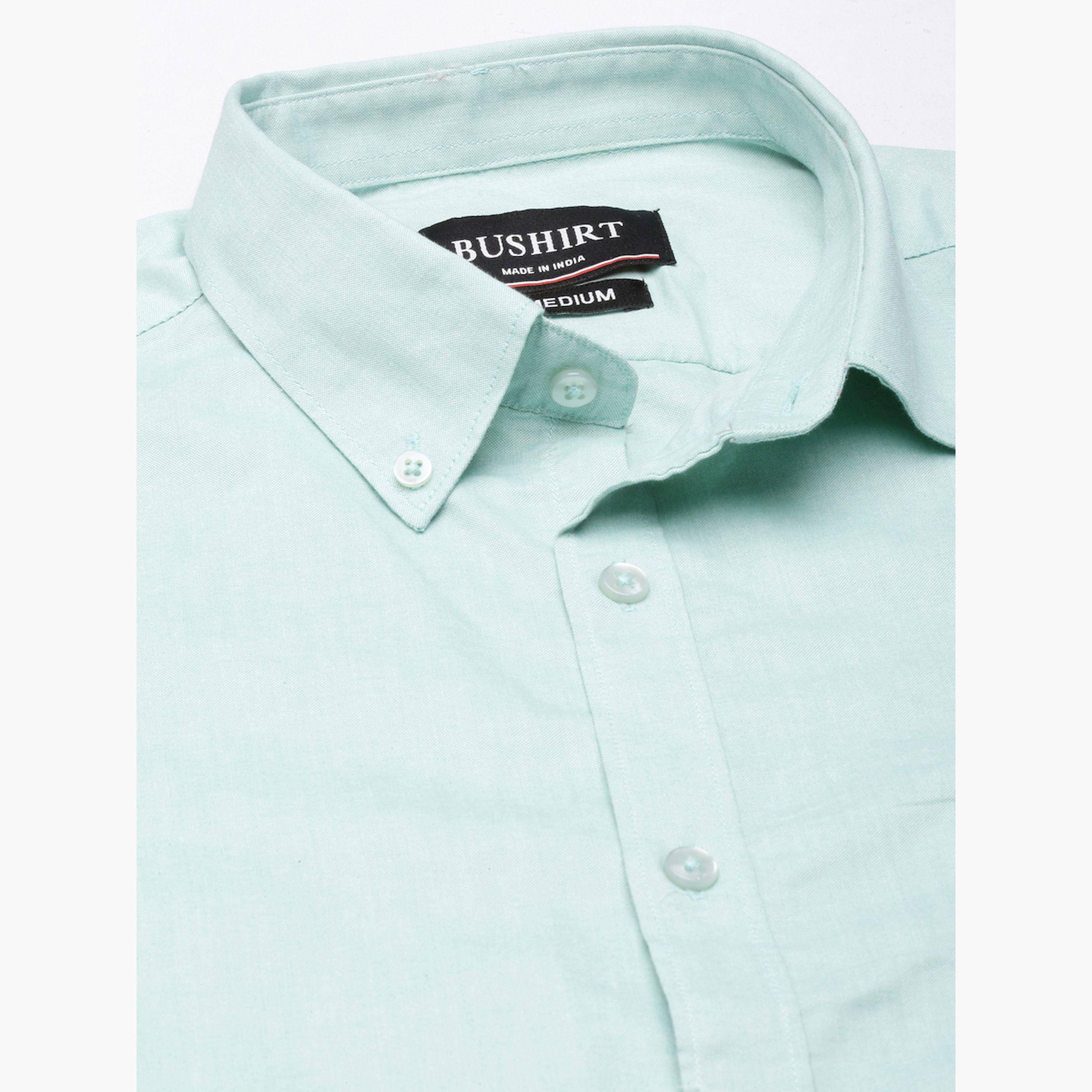 بوشيرت × ستايلي-  قميص ياقة منتشرة سادة وقصة عادية-men-clothing-shirts-image-1