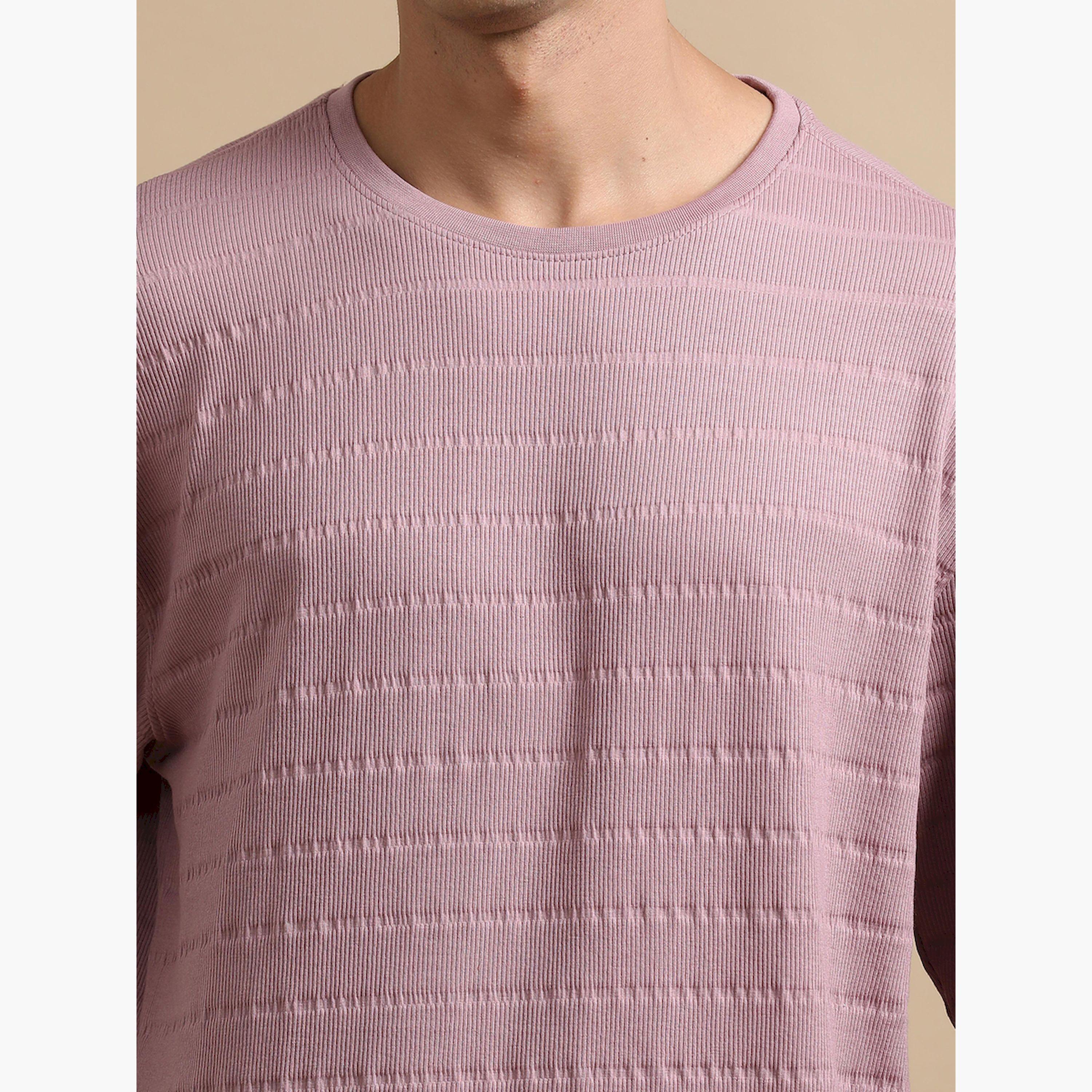 بوشيرت × ستايلي-  تي شيرت منسوج ياقة دائرية وكبير الحجم-men-clothing-tshirtsandpolos-tshirts-image-4