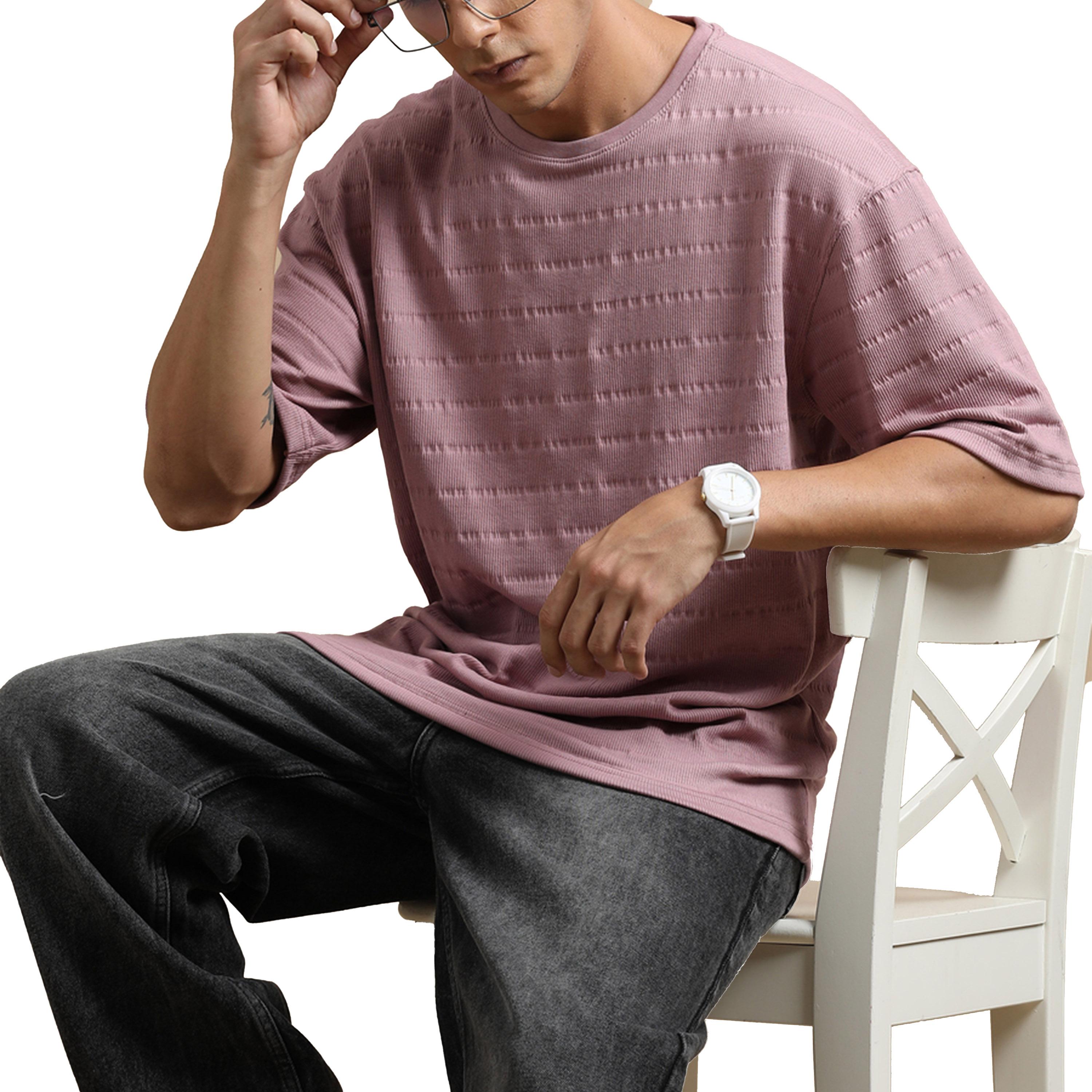 بوشيرت × ستايلي-  تي شيرت منسوج ياقة دائرية وكبير الحجم-men-clothing-tshirtsandpolos-tshirts-image-5