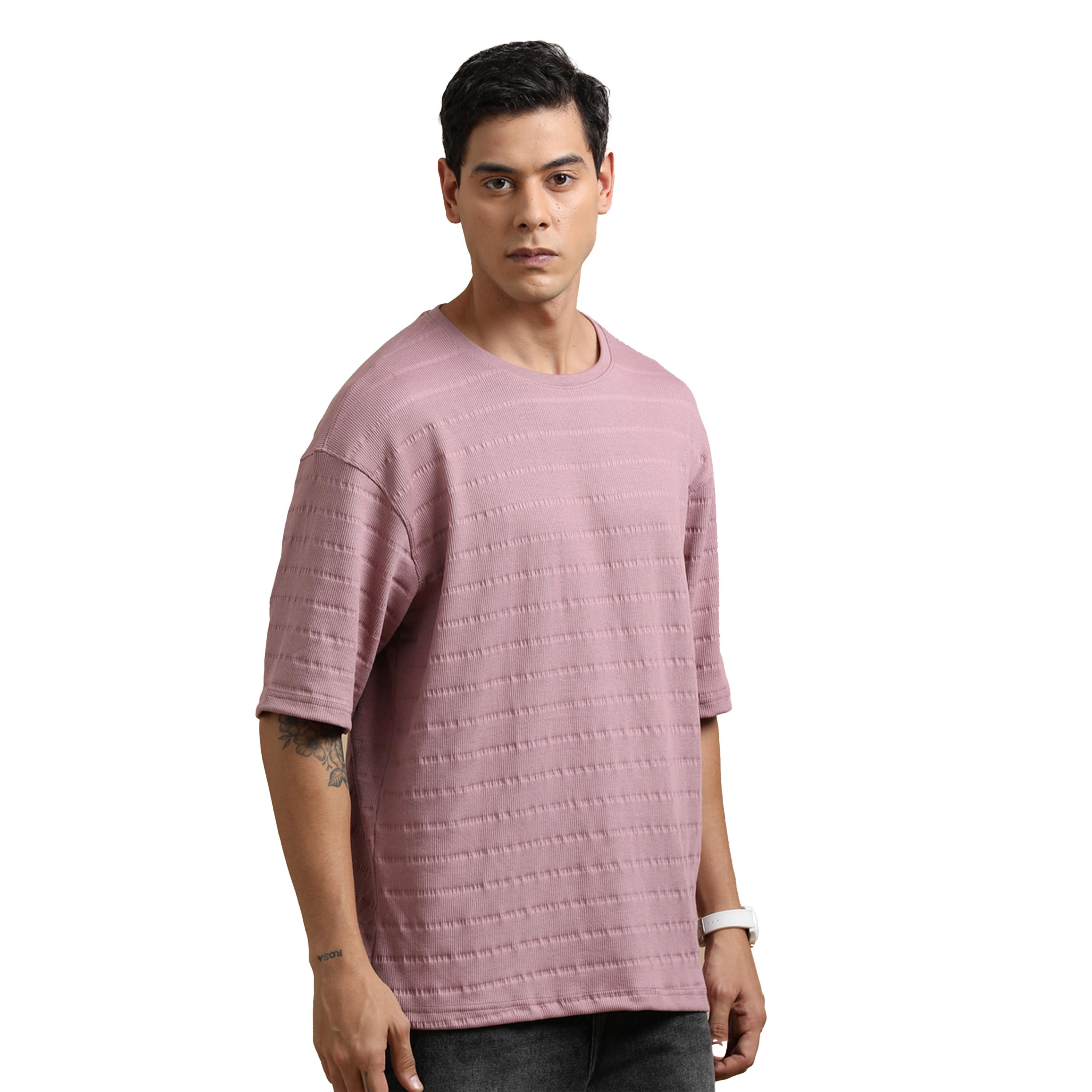 بوشيرت × ستايلي-  تي شيرت منسوج ياقة دائرية وكبير الحجم-men-clothing-tshirtsandpolos-tshirts-image-6