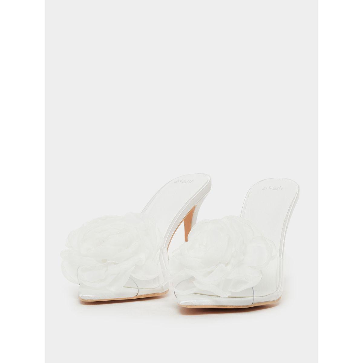 Styli Flower Detail Open Toe Stiletto Heel Sandals-women-shoes-heels-image-3