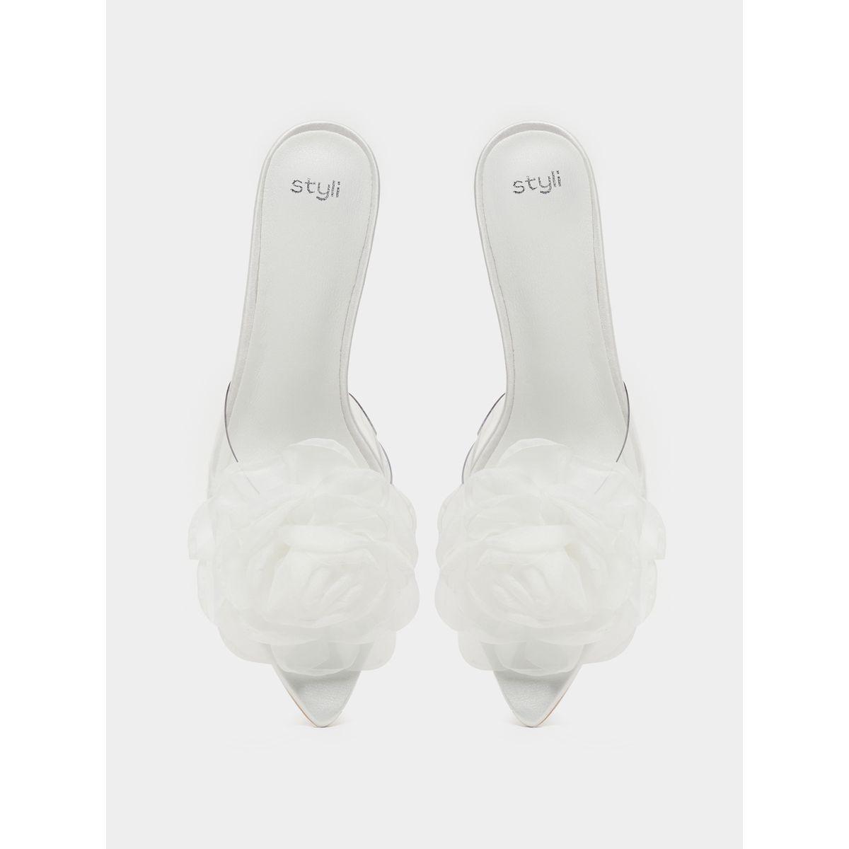 Styli Flower Detail Open Toe Stiletto Heel Sandals-women-shoes-heels-image-6