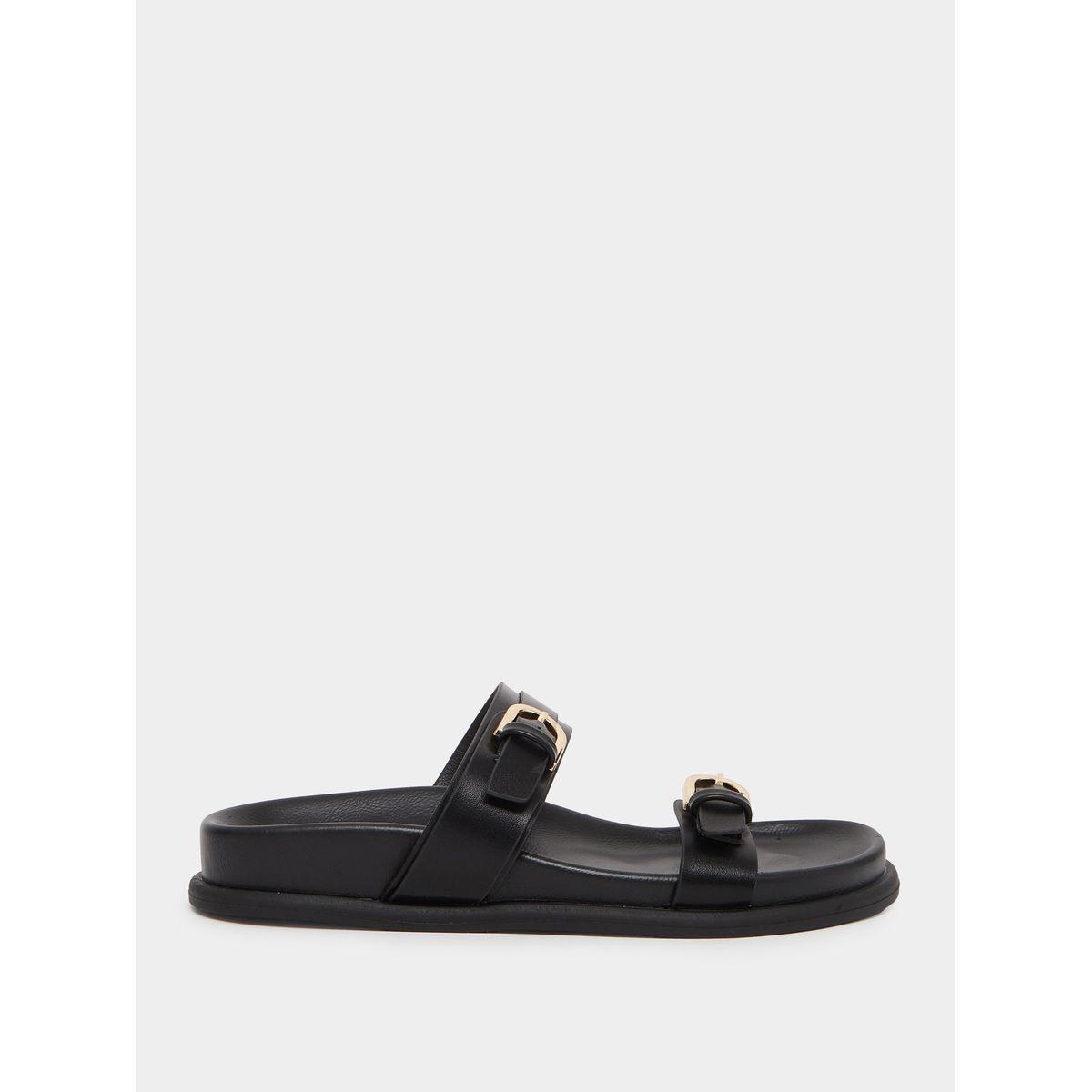 صندل مزين بإبزيم وسيور مزدوجة-women-shoes-sandals-flats-image-1