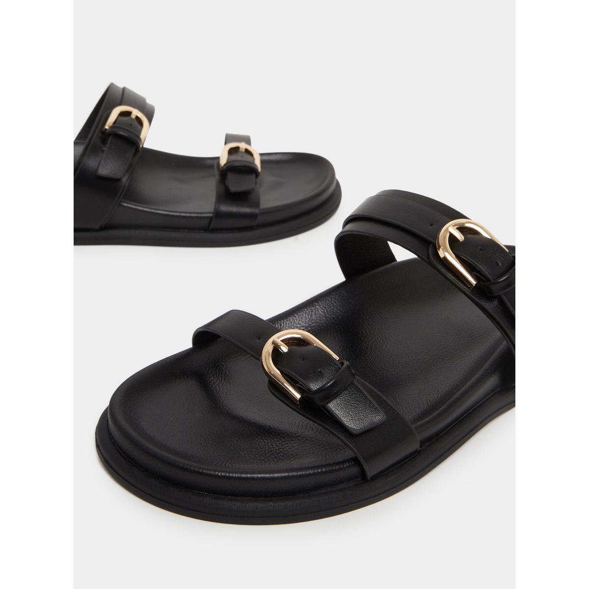 صندل مزين بإبزيم وسيور مزدوجة-women-shoes-sandals-flats-image-3