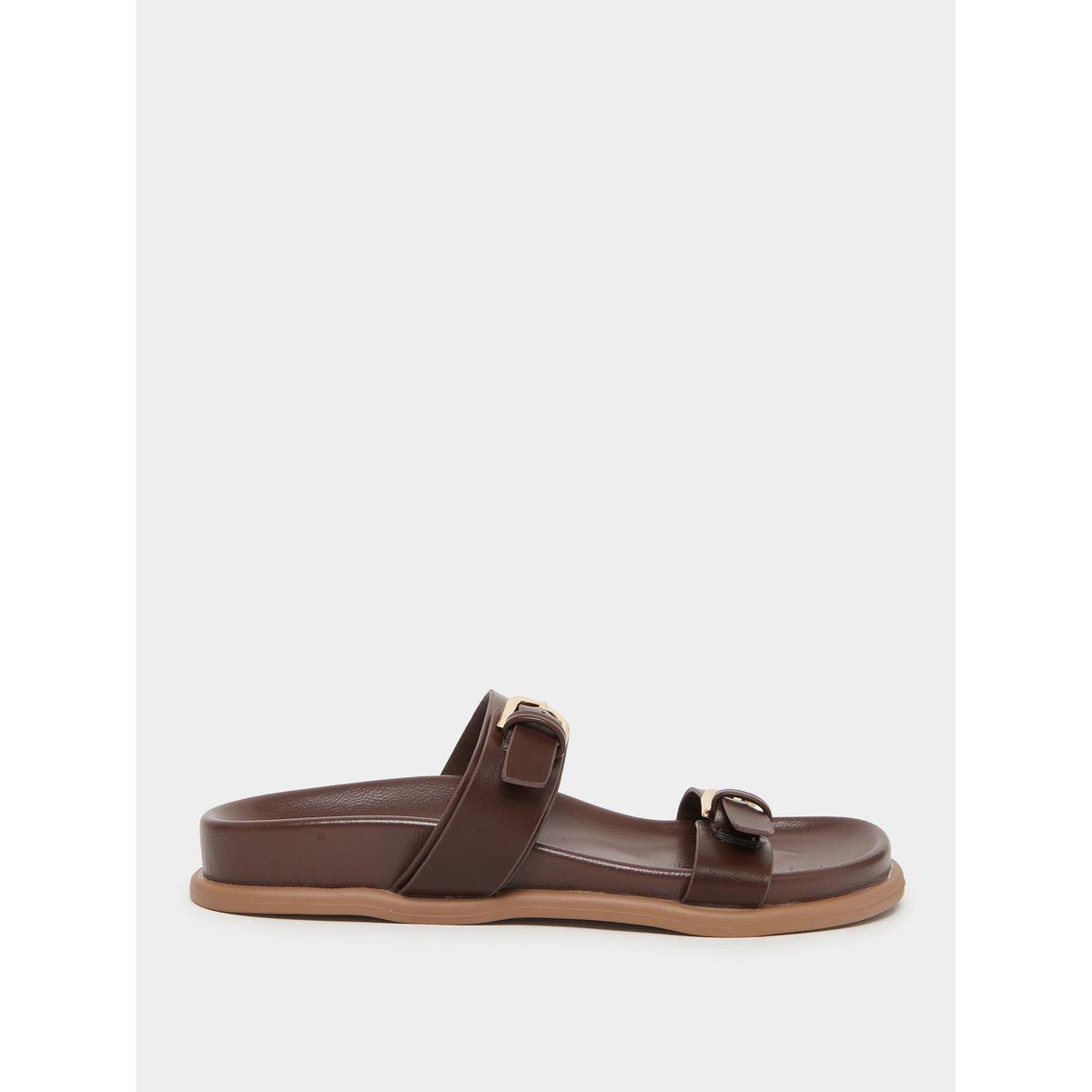 صندل مزين بإبزيم وسيور مزدوجة-women-shoes-sandals-flats-image-1