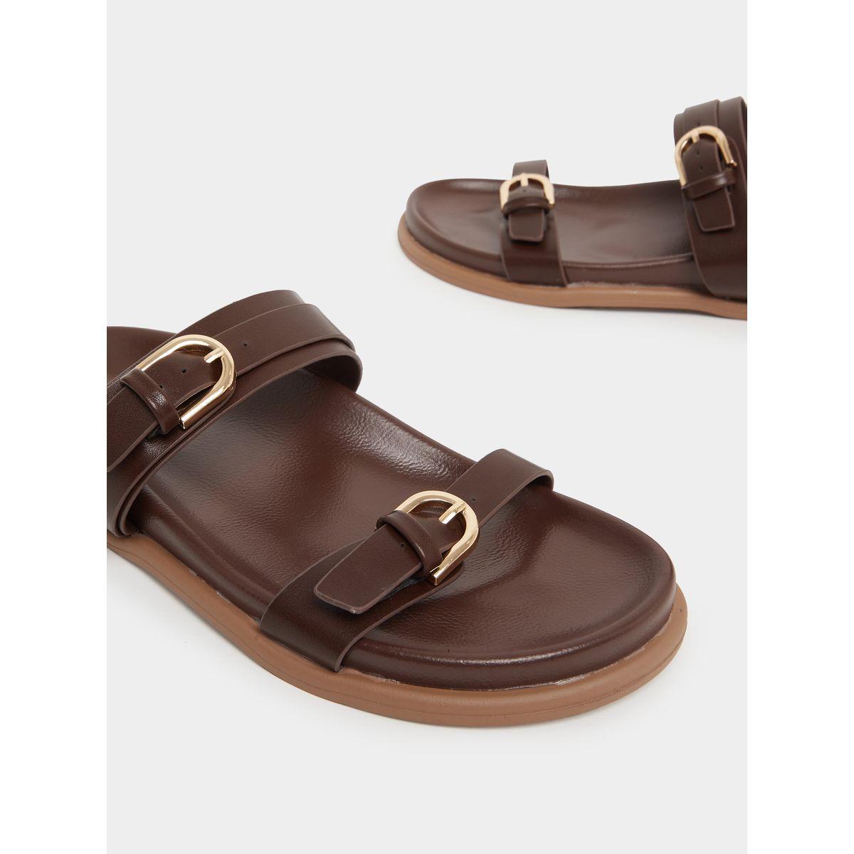 صندل مزين بإبزيم وسيور مزدوجة-women-shoes-sandals-flats-image-3