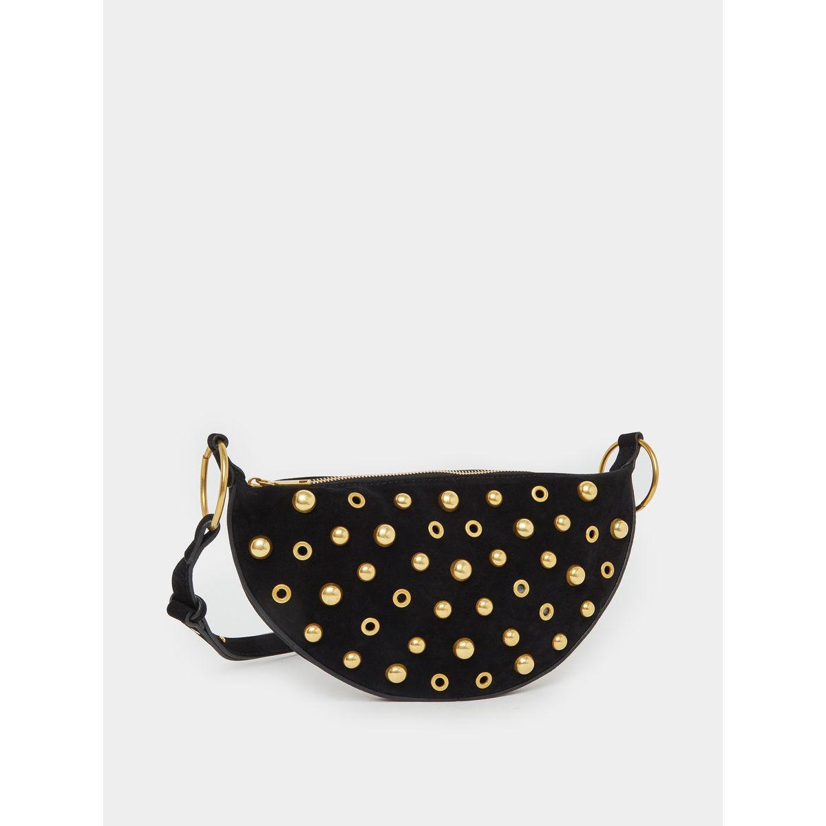 Styli Studded Half Moon Shoulder Bag with Zip Closure-women-bagsandwallets-handbags-image-1