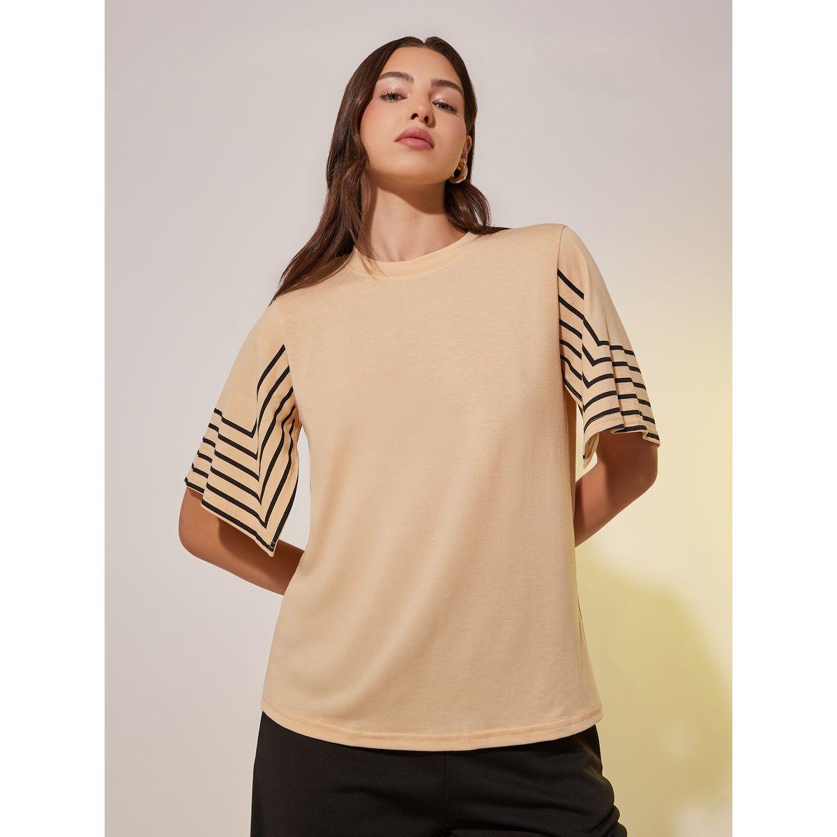 Styli Striped Short Sleeves Regular Fit T-Shirt-women-clothing-tshirts-image-1