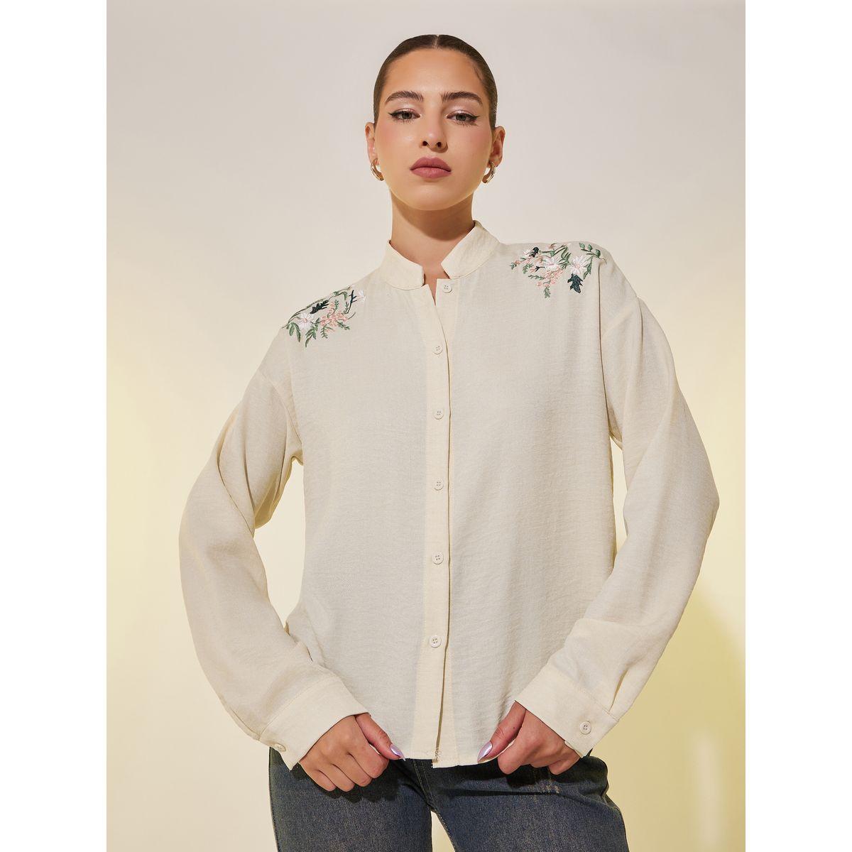 Styli Embroidered Detail Long Sleeve Regular Fit Shirt-women-clothing-shirtsandblouses-shirts-image-1