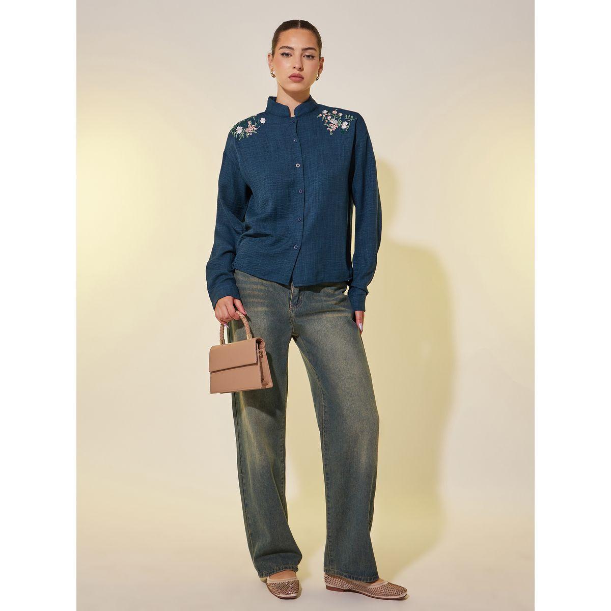 Styli Embroidered Detail Long Sleeve Regular Fit Shirt-women-clothing-shirtsandblouses-shirts-image-2