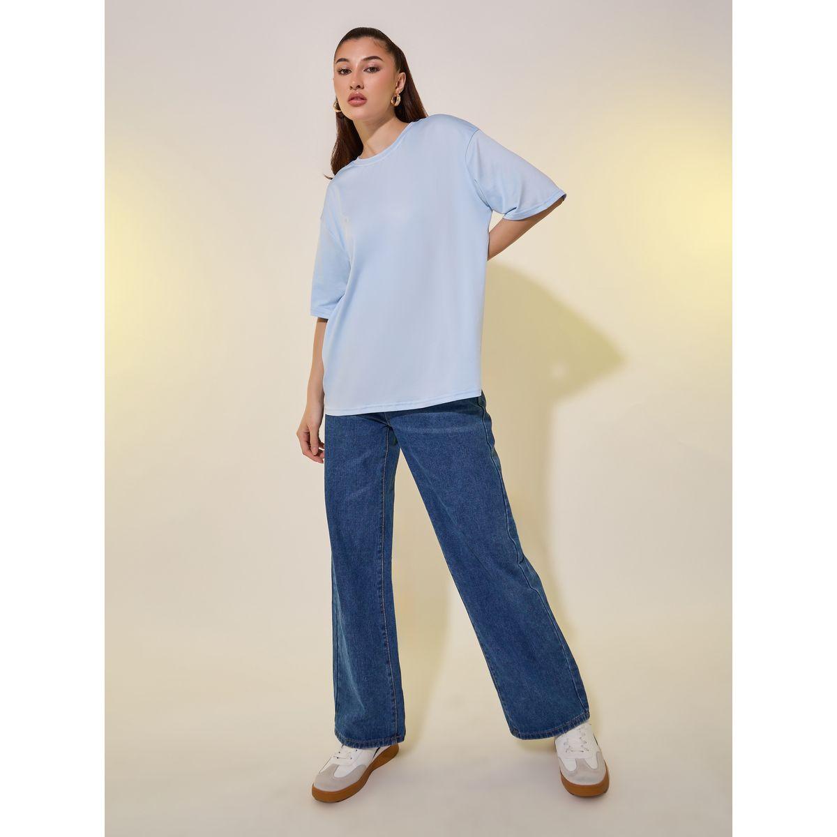 تيشيرت فضفاض بطبعة جرافيك وياقة دائرية-women-clothing-tshirts-image-2