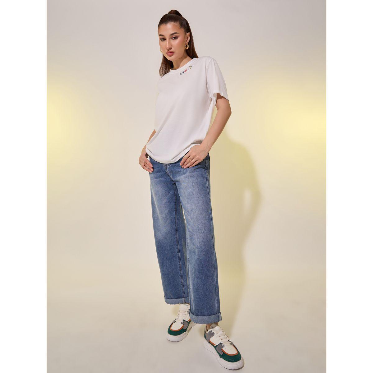 Styli Round Neck Embroidered Detail T-Shirt-women-clothing-tshirts-image-2