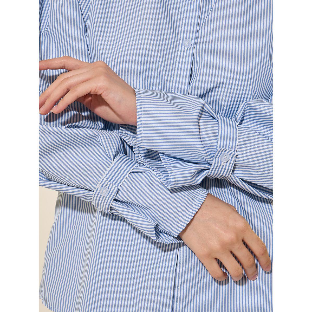 بلوزة مخططة بقصة عادية وياقة سبريد-women-clothing-shirtsandblouses-shirts-image-4