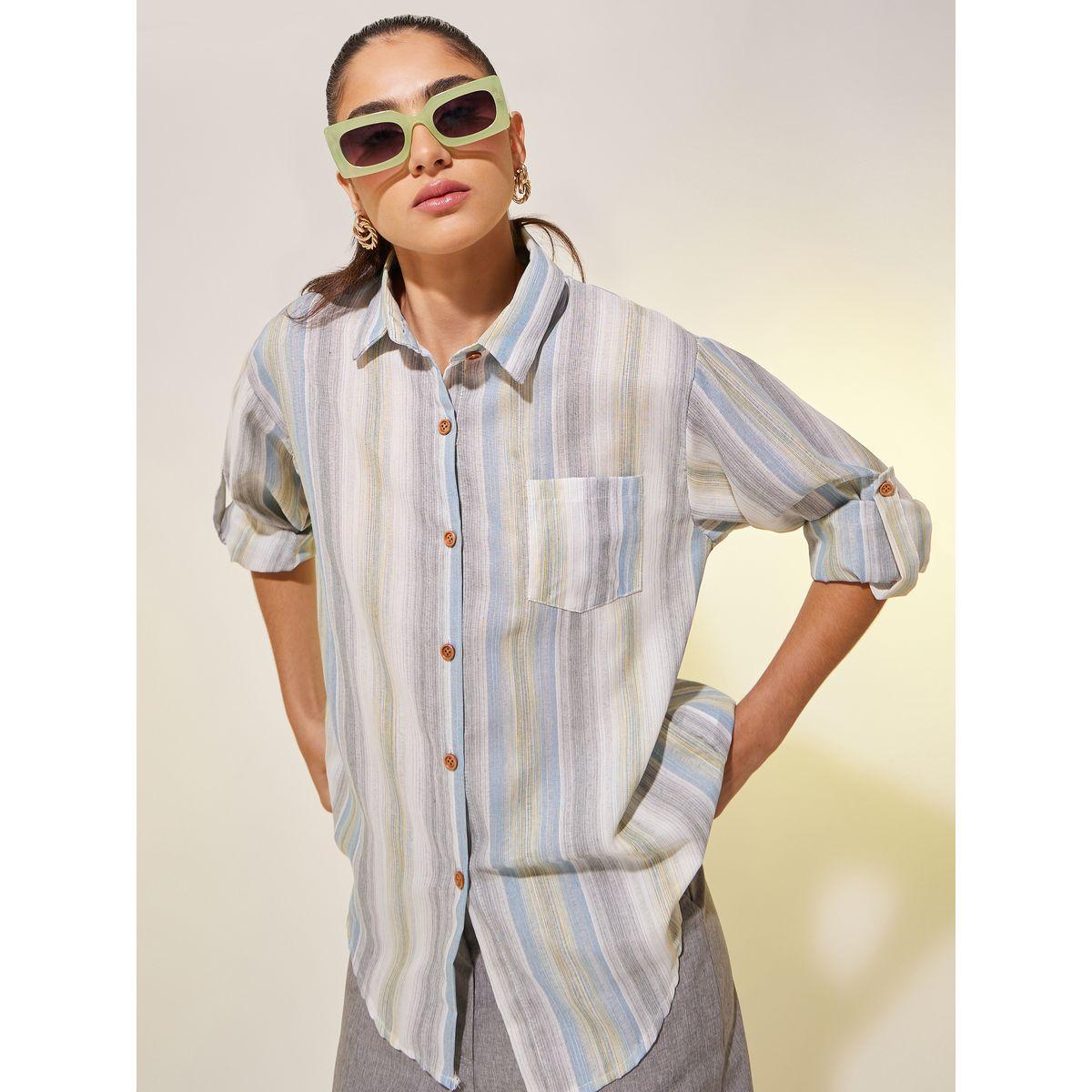 بلوزة مخططة بقصة عادية وأكمام طويلة-women-clothing-shirtsandblouses-shirts-image-1