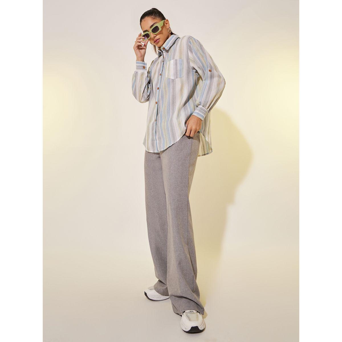 Styli Striped Long Sleeve Regular Fit Shirt with Pocket Detail-women-clothing-shirtsandblouses-shirts-image-2