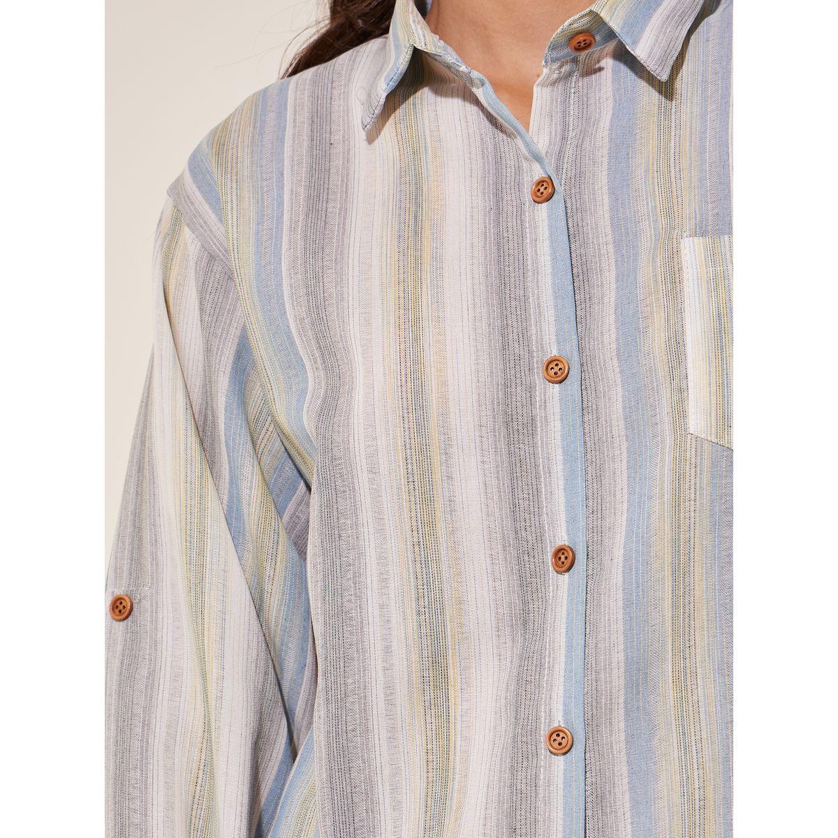 Styli Striped Long Sleeve Regular Fit Shirt with Pocket Detail-women-clothing-shirtsandblouses-shirts-image-4