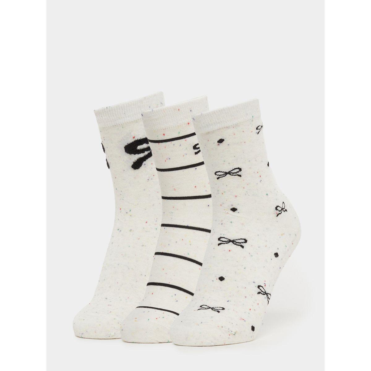Styli Pack of 3 - Bow Knot Detail Calf Length Socks-women-socksandstockings-image-1