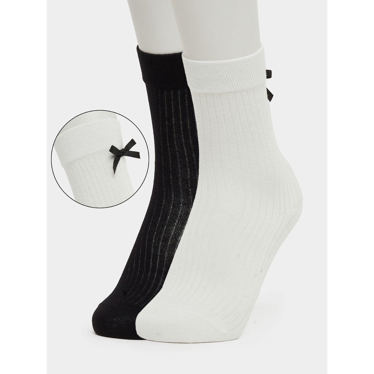 Styli Set of 2 - Crew Socks with Bow Detail-women-socksandstockings-image-1