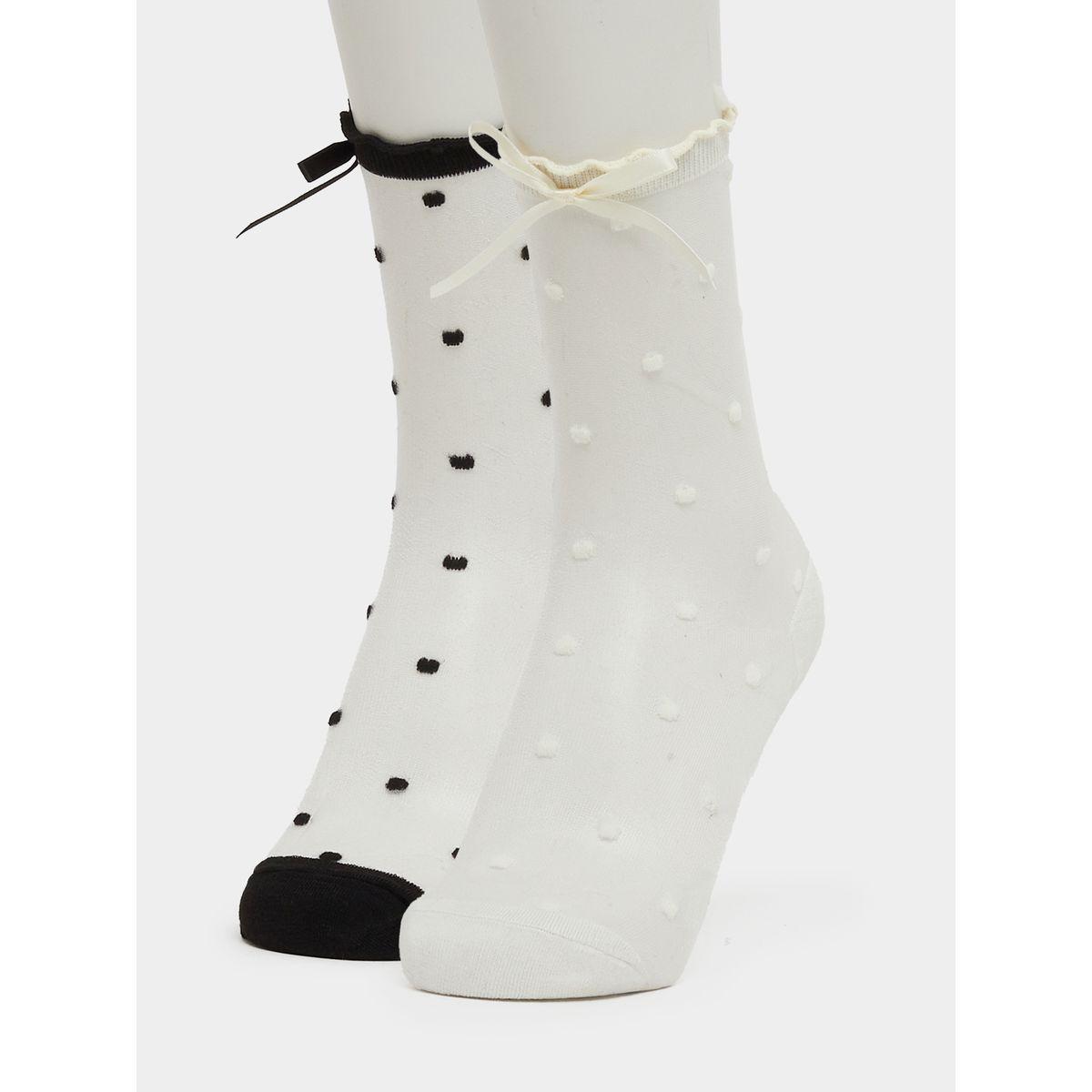 Styli Set of 2 - Polka Dot Mesh Socks-women-socksandstockings-image-1