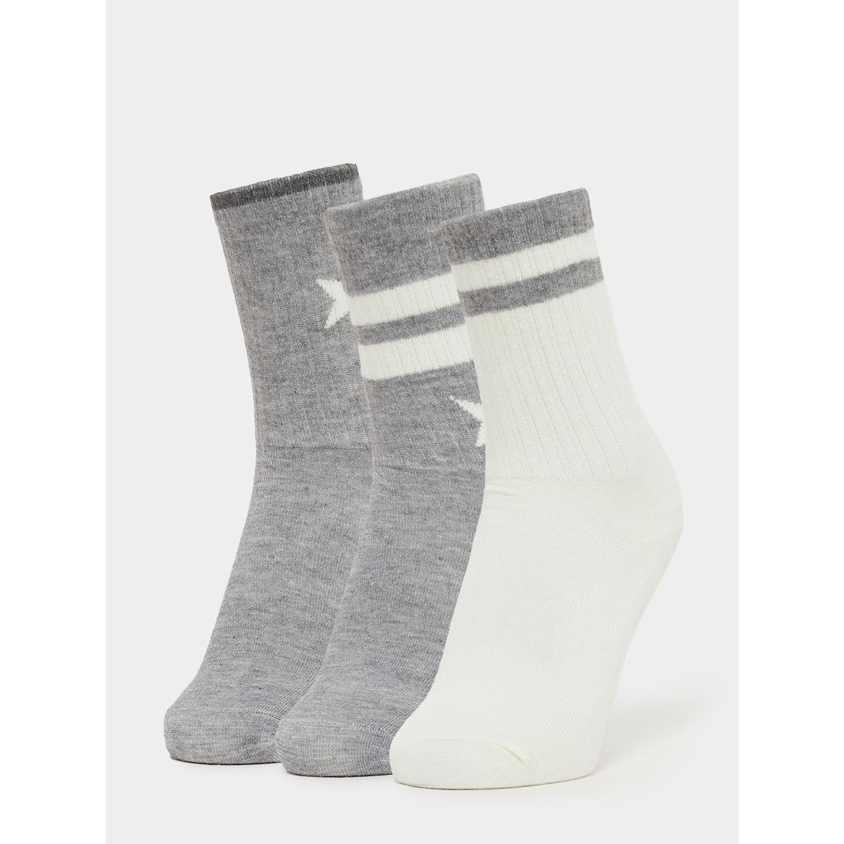 Styli Pack of 3 - Striped Calf Length Socks-women-socksandstockings-image-1