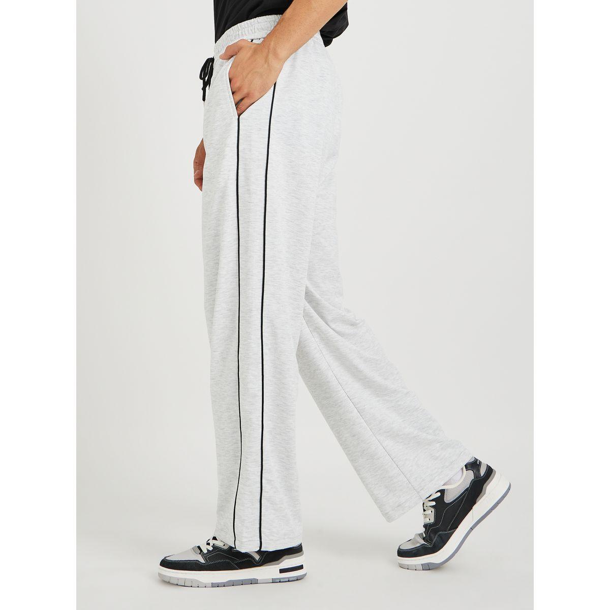 Styli Solid Straight Fit Open Hem Joggers with Piping Detail-men-clothing-bottoms-joggers-image-1