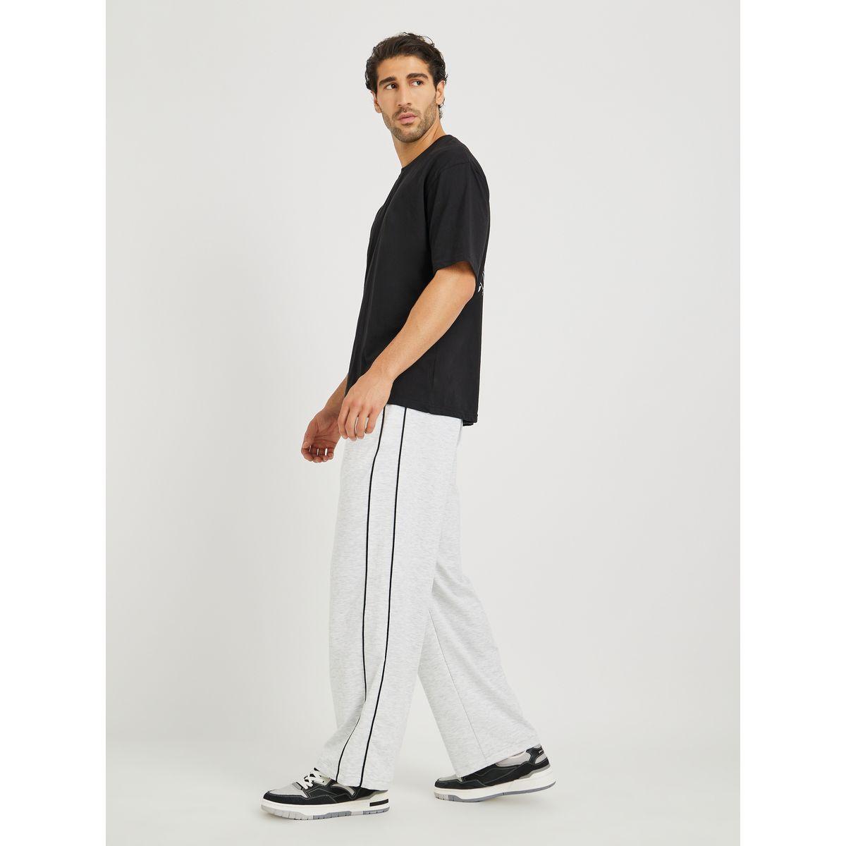 Styli Solid Straight Fit Open Hem Joggers with Piping Detail-men-clothing-bottoms-joggers-image-2