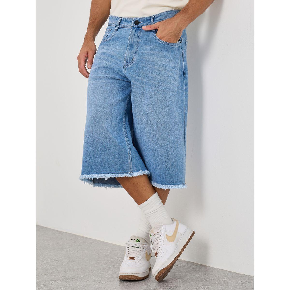 Styli Raw Hem Denim Oversized Shorts-men-clothing-bottoms-shorts-image-1