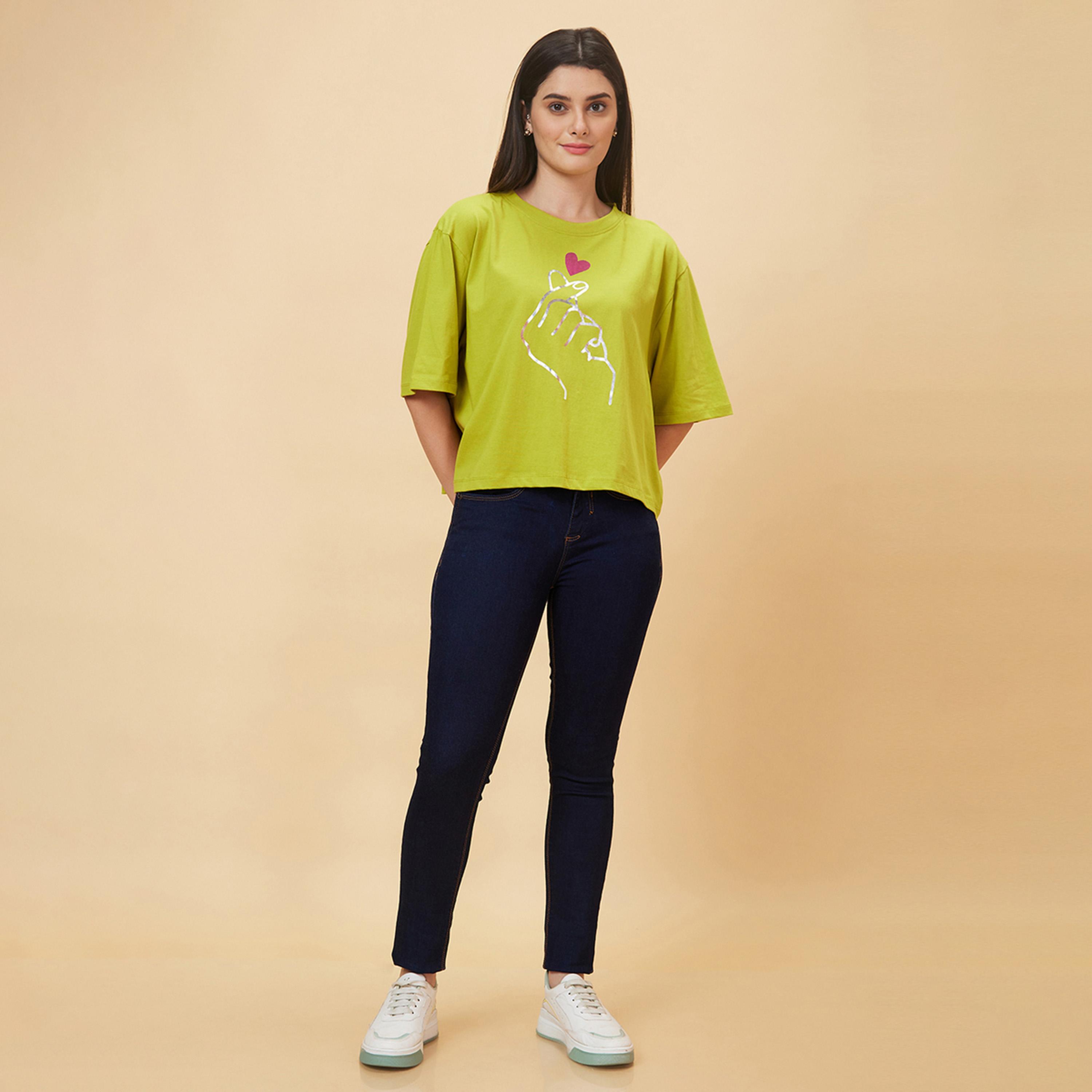Globus X Styli Graphic Print Round Neck Oversized T-Shirt-women-clothing-tshirts-image-6