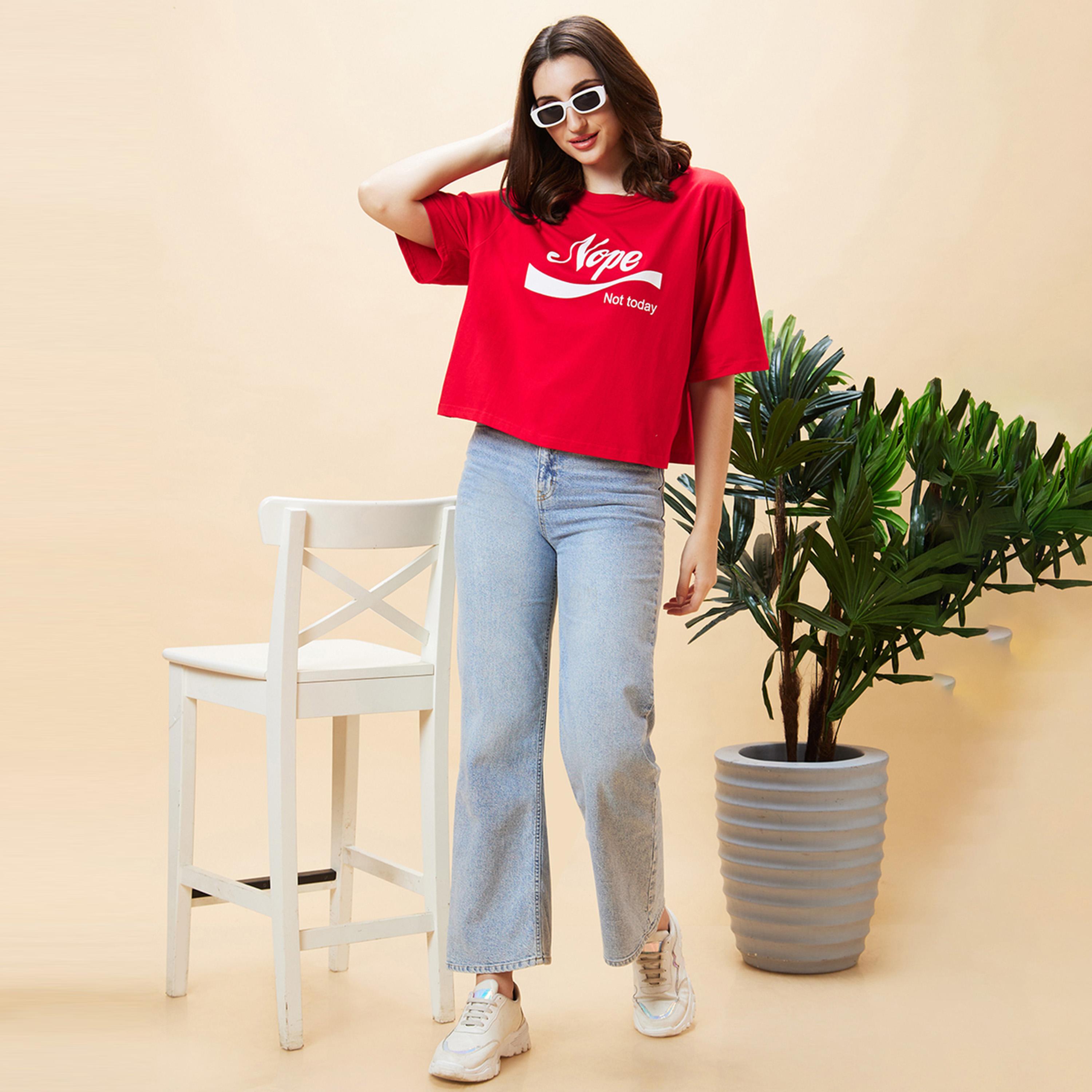 Globus X Styli Slogan Print Round Neck Boxy Fit Crop T-Shirt-women-clothing-tshirts-image-6