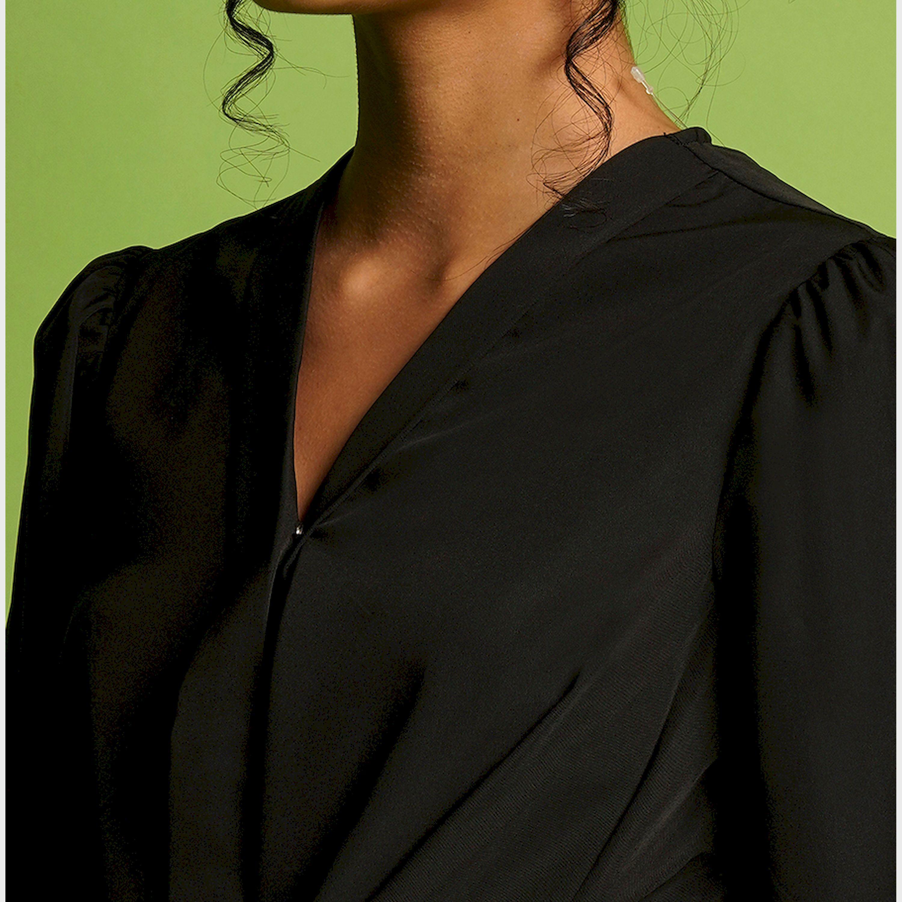 غلوبوس × ستايلي - بلوزة سادة بأكمام منفوخة مع تفاصيل رباط-women-clothing-shirtsandblouses-blouses-image-4
