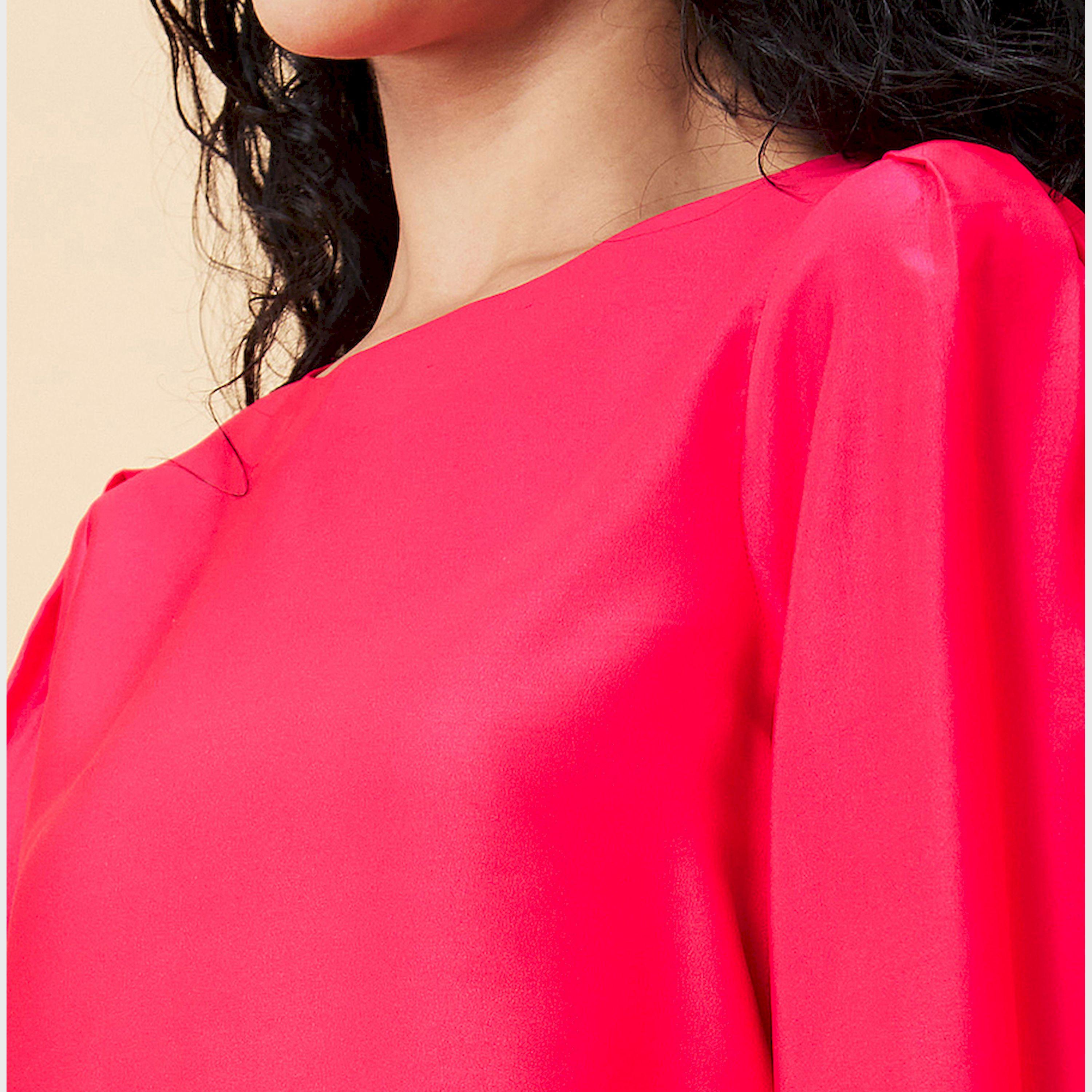 Globus X Styli Solid Round Neck Balloon Sleeve Top-women-clothing-shirtsandblouses-blouses-image-5