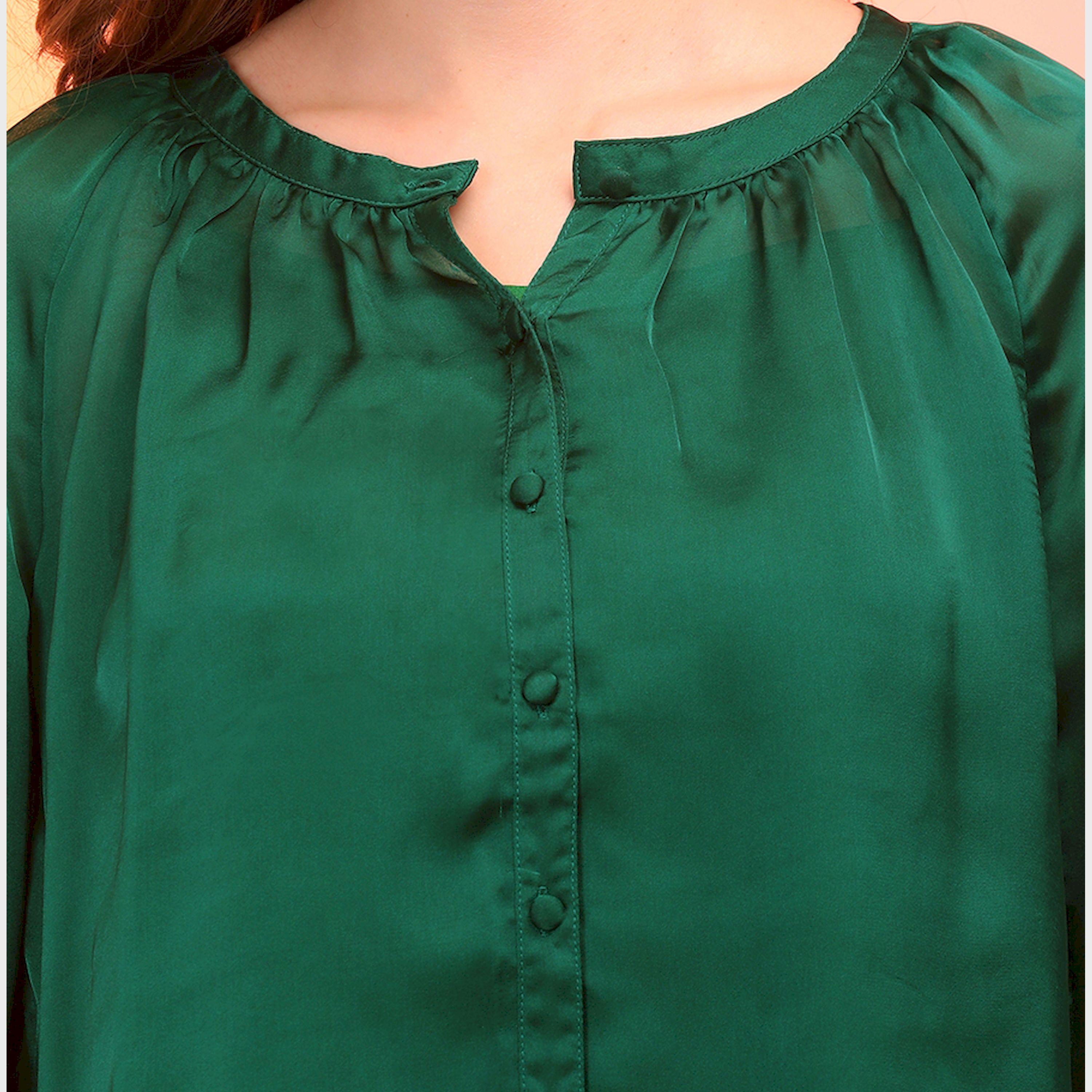 Globus X Styli Satin Loose Fit Balloon Sleeves Buttoned Top-women-clothing-shirtsandblouses-blouses-image-4