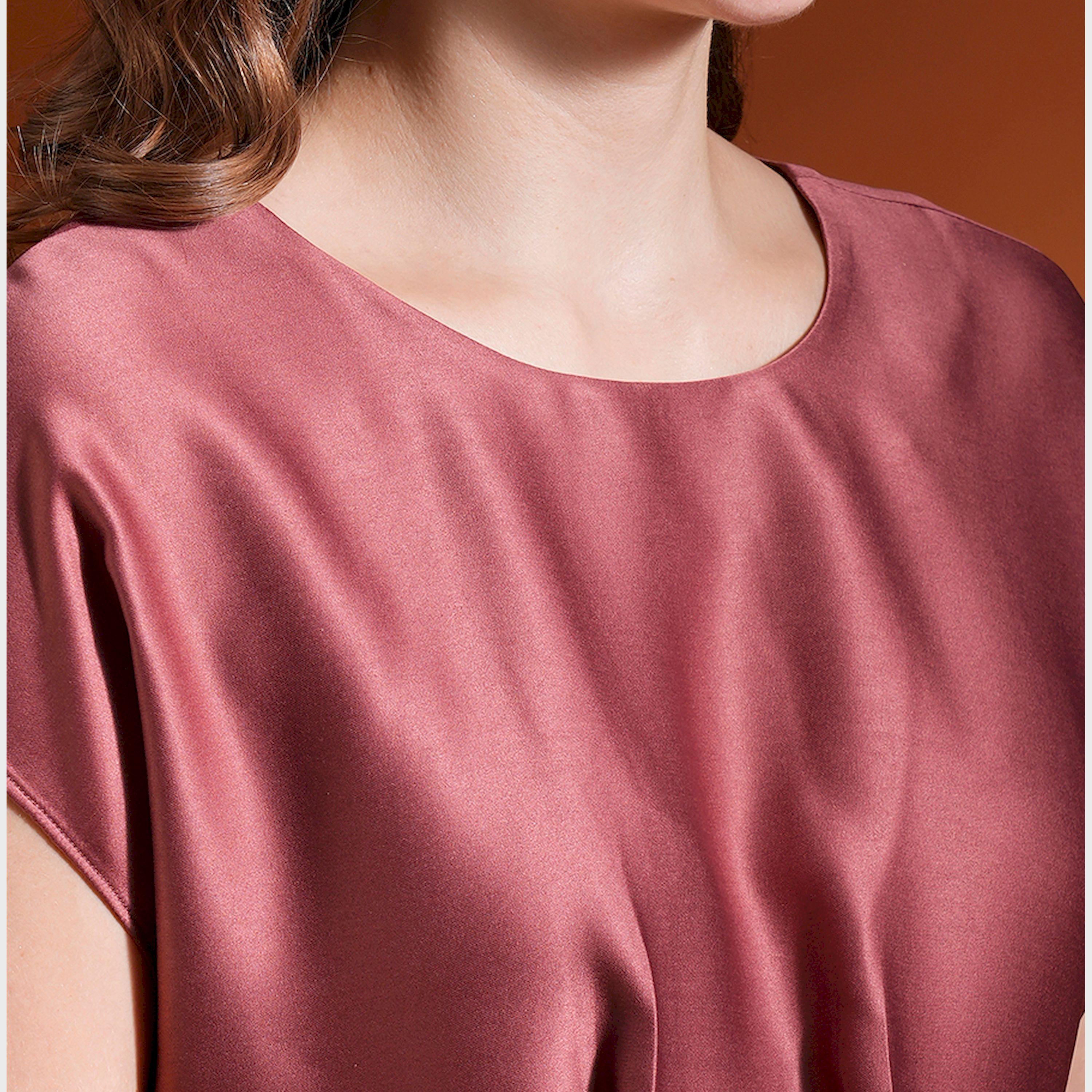 Globus X Styli Solid Satin Extended Sleeves Round Neck Top-women-clothing-shirtsandblouses-blouses-image-4