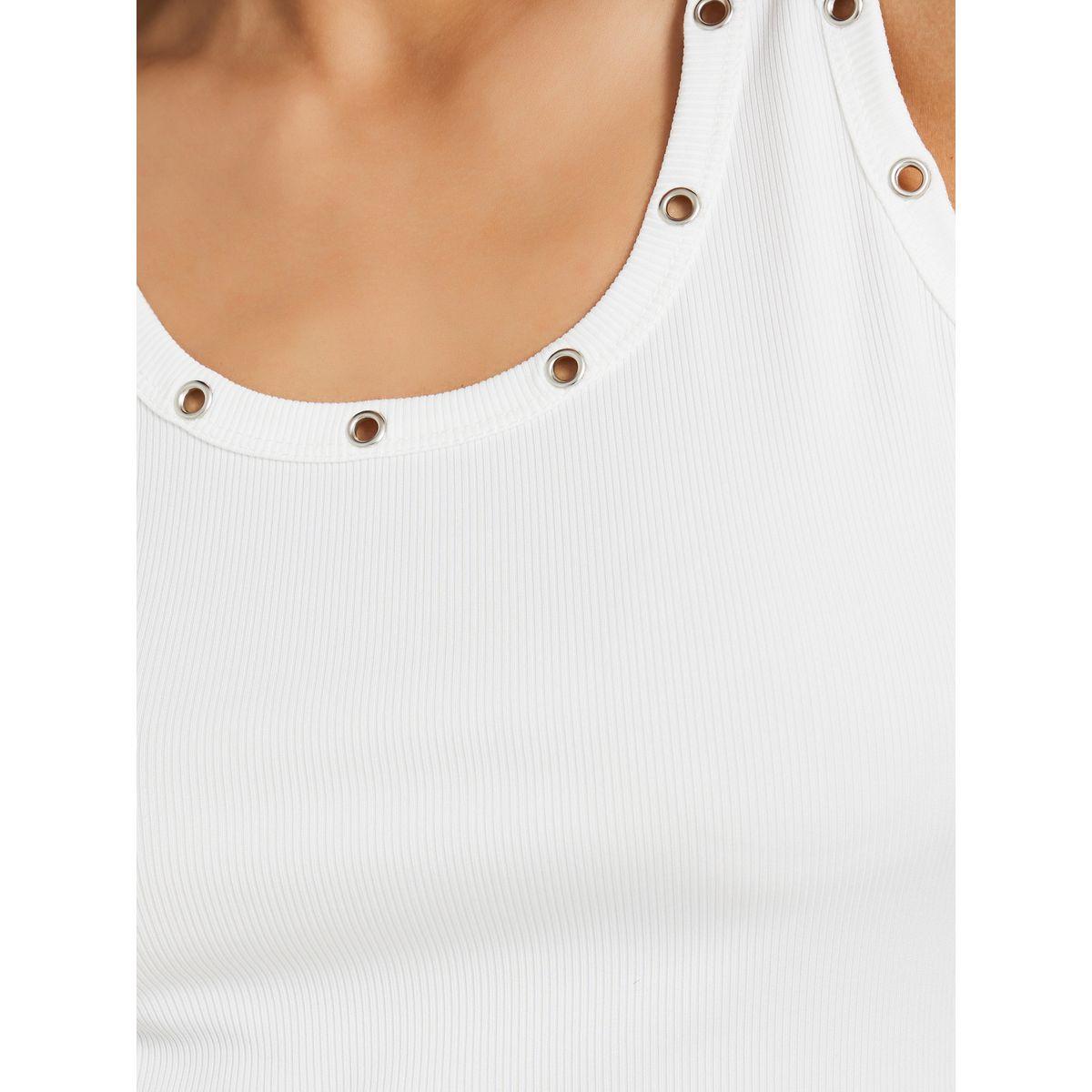 Styli Solid Eyelet Detail Regular-Fit Cami T-Shirt-women-clothing-tshirts-image-3