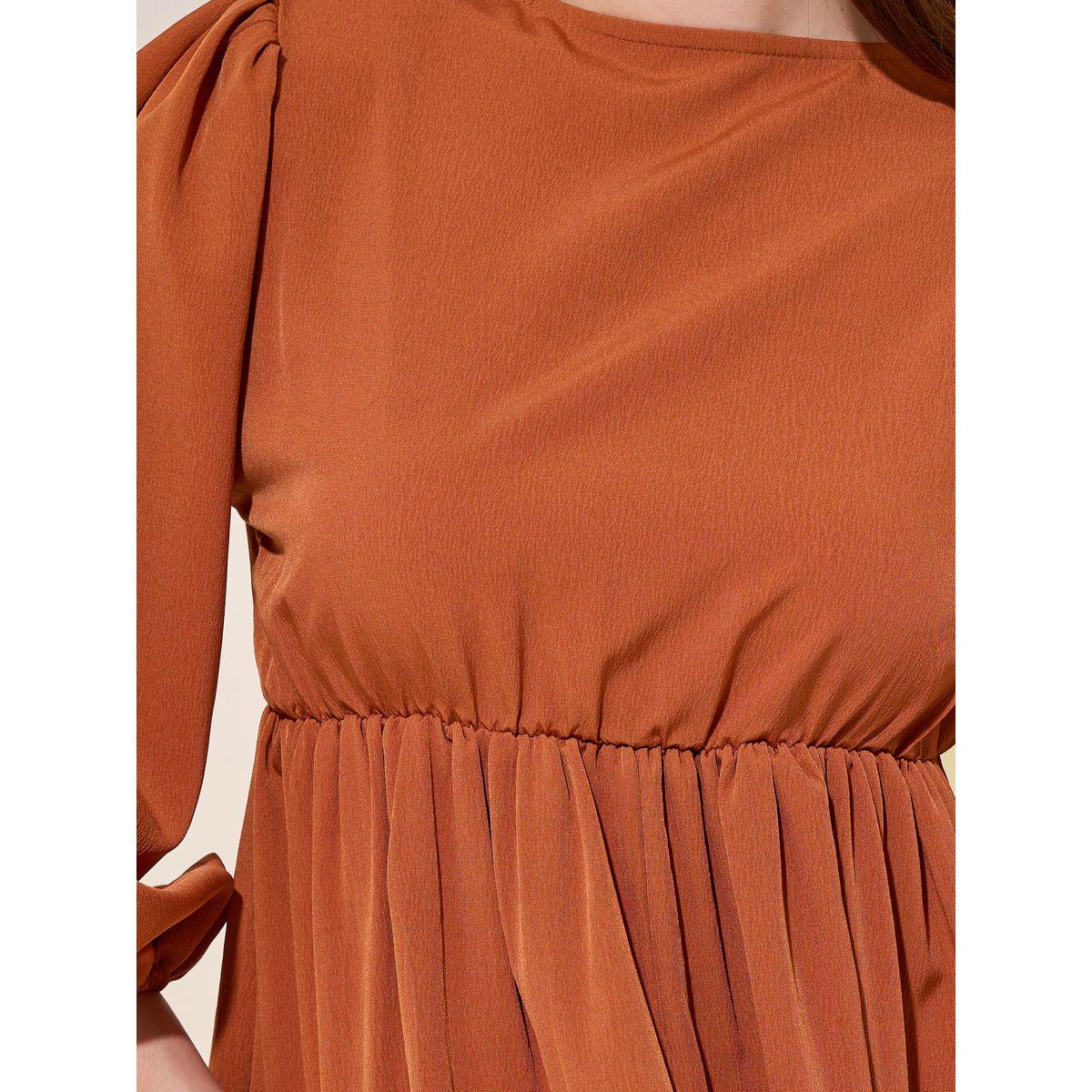 Styli Solid Balloon Sleeves Back Tie A-Line Midi Dress-women-clothing-dresses-image-4