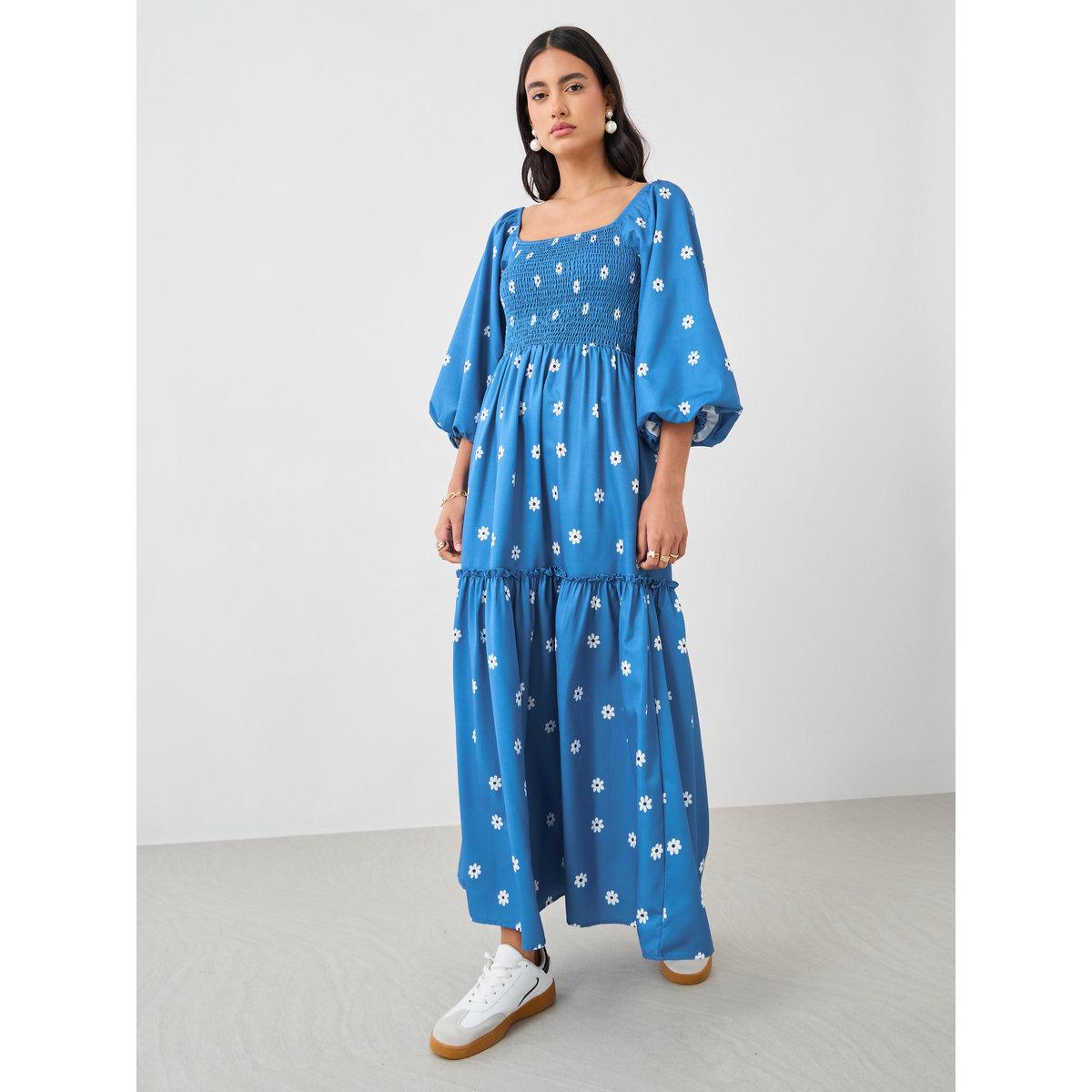 Styli Floral Print Balloon Sleeves Maxi Dress-women-clothing-dresses-image-1