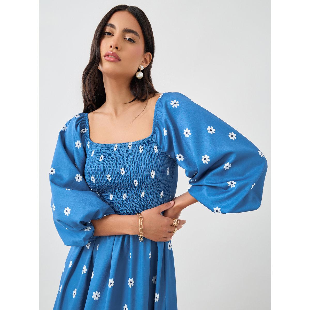 Styli Floral Print Balloon Sleeves Maxi Dress-women-clothing-dresses-image-3