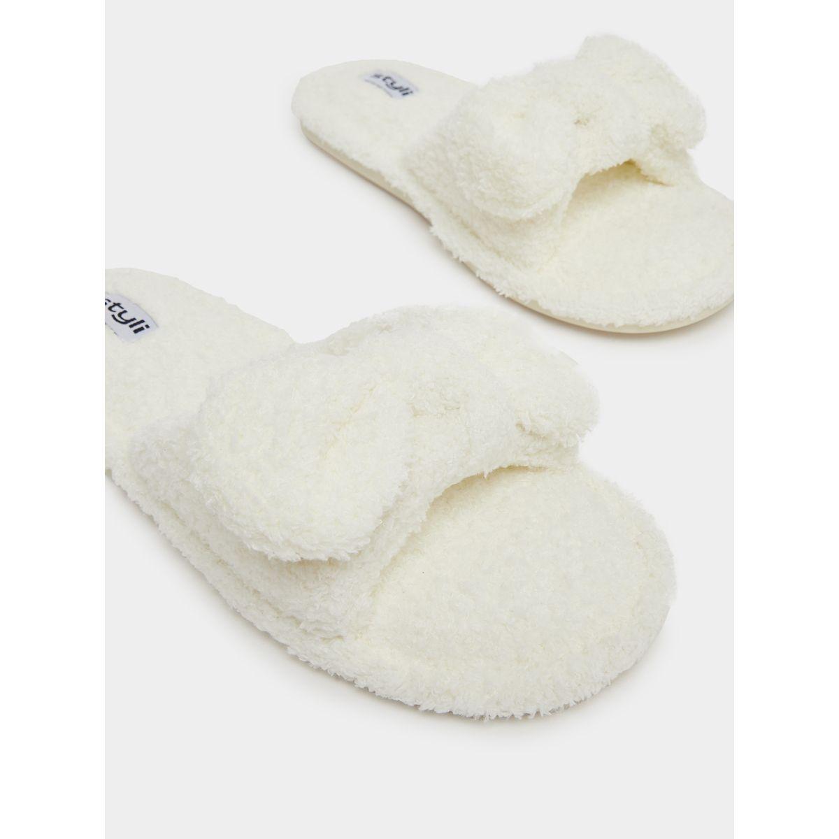Styli Bow Detail Textured Slip-On Slippers-women-shoes-bedroomslippers-image-10